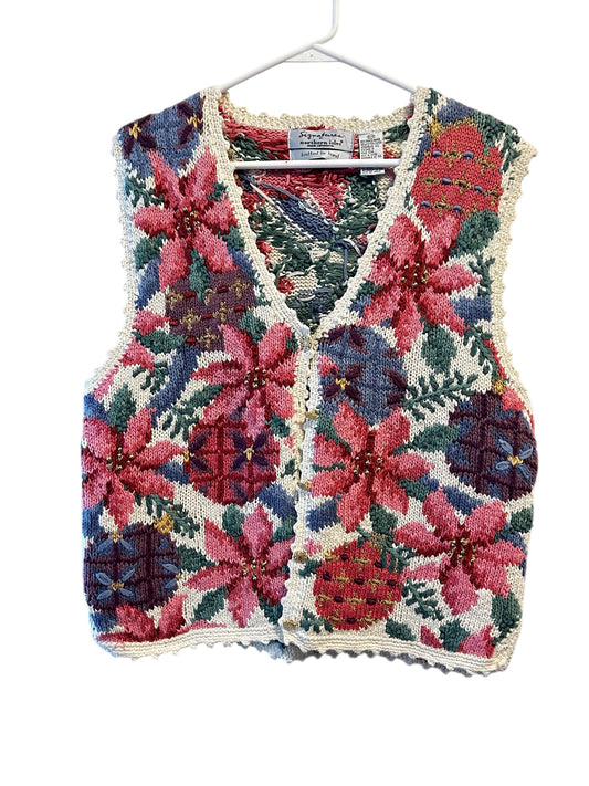 Northern Isles Vintage floral sweater vest knitted by hand
