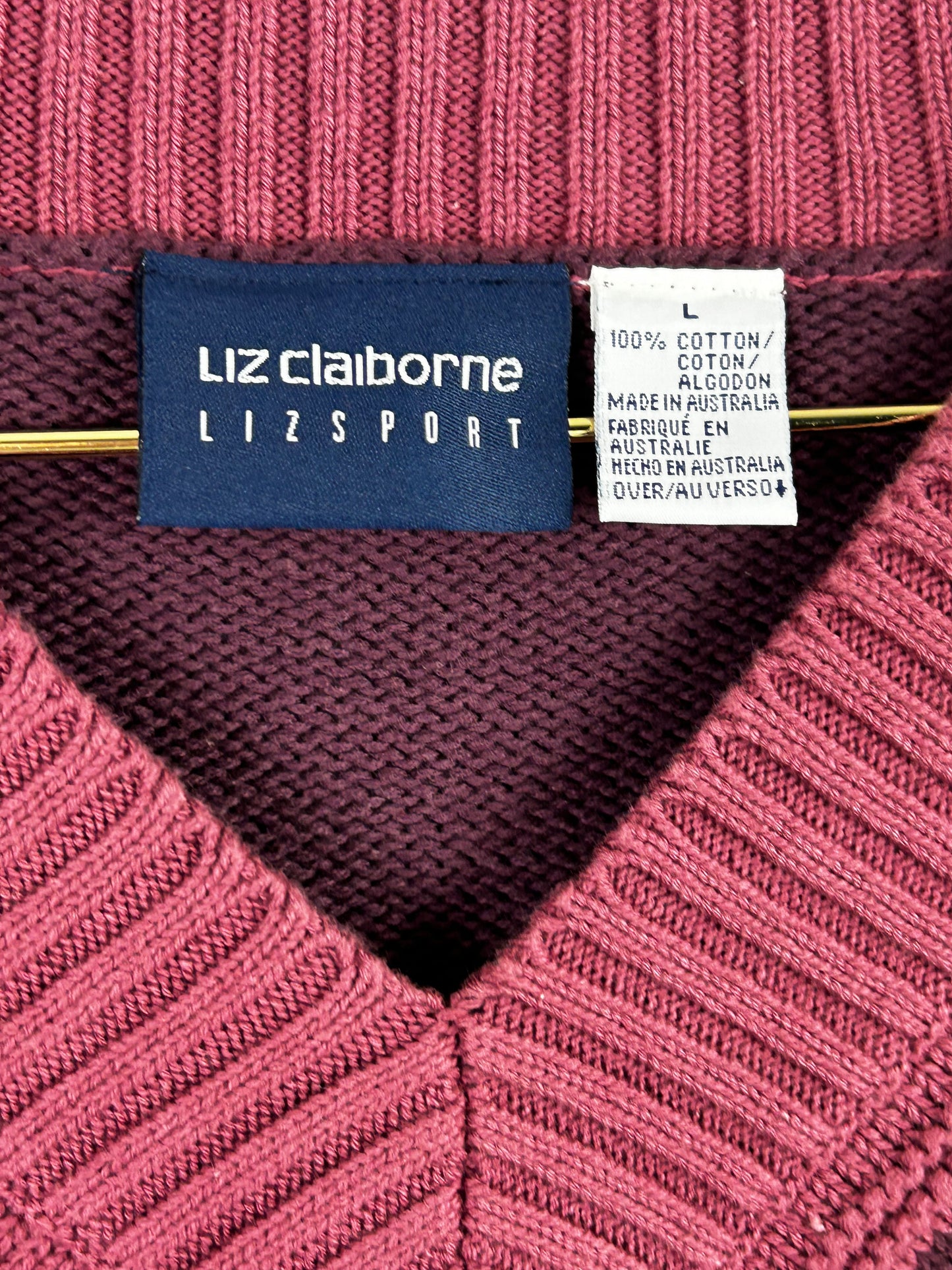 Liz Claiborne Liz Sport Vintage Women’sCotton V neck Fair Aisle Sweater