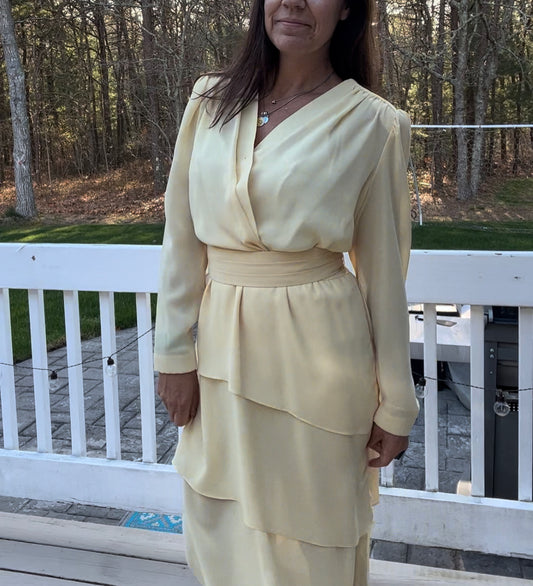 Vintage Leslie Fay Women's Yellow Dress