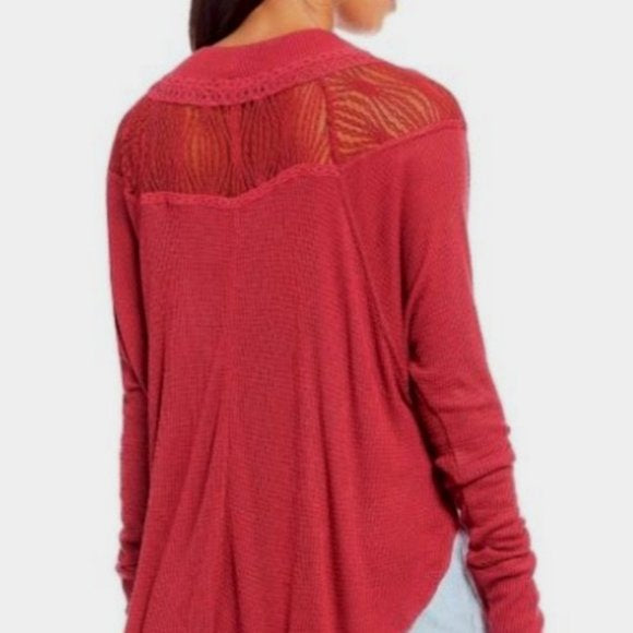 FREE PEOPLE Spring Valley Lace Trim Top, sz medium NWT