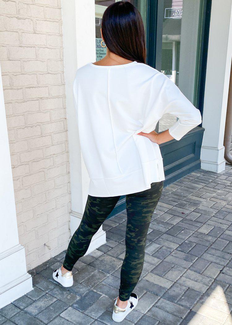 Spanx Perfect Length Dolman Sweatshirt-Powder
