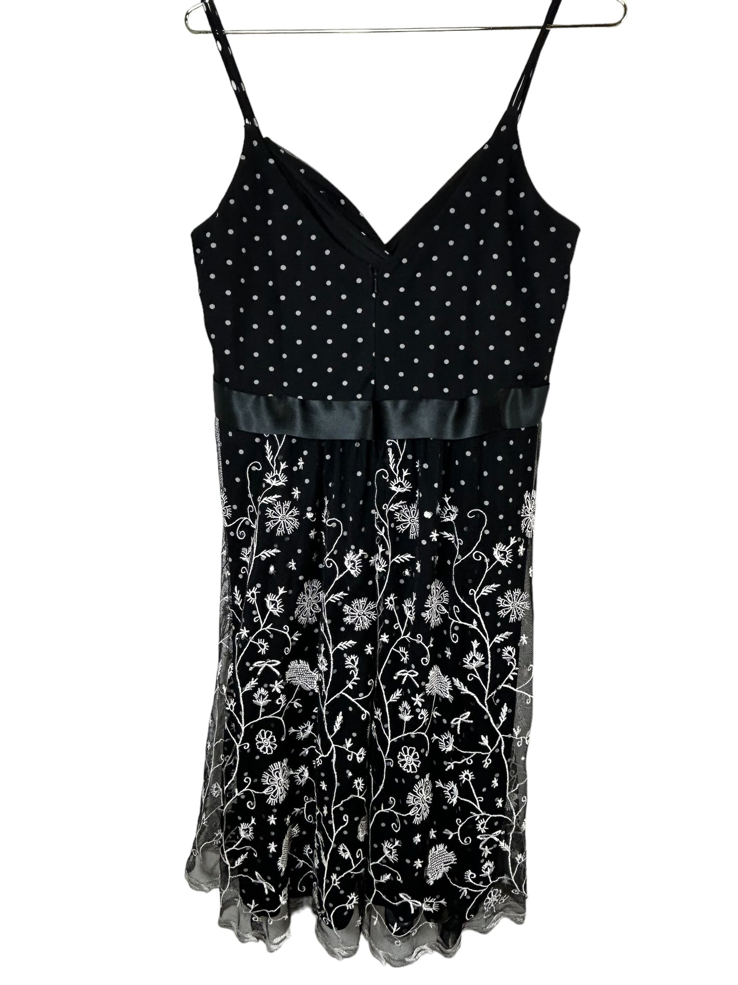 Eliza J black and white polka dot floral dress