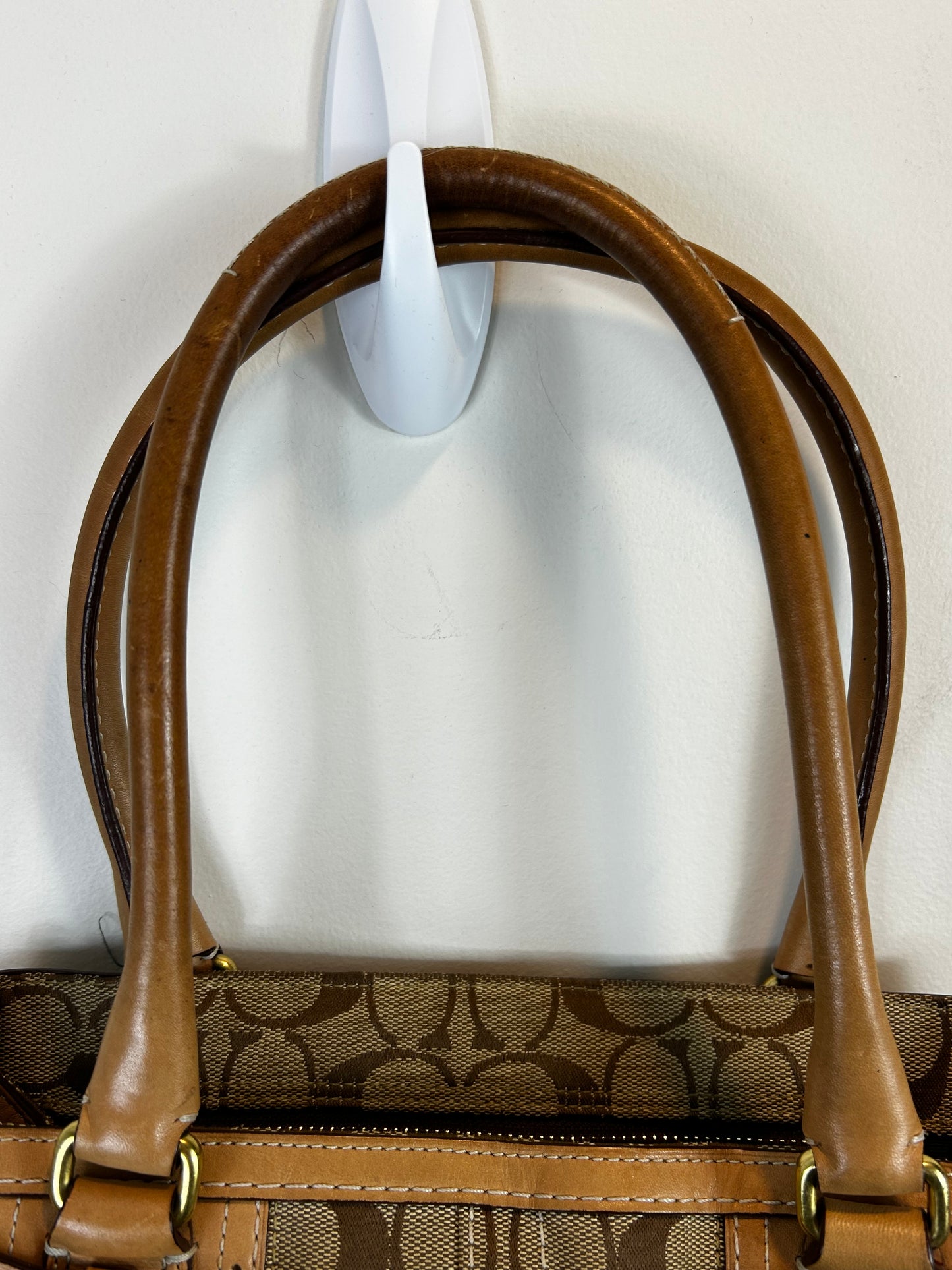 Authentic Coach Monogram Brown Camel Satchel