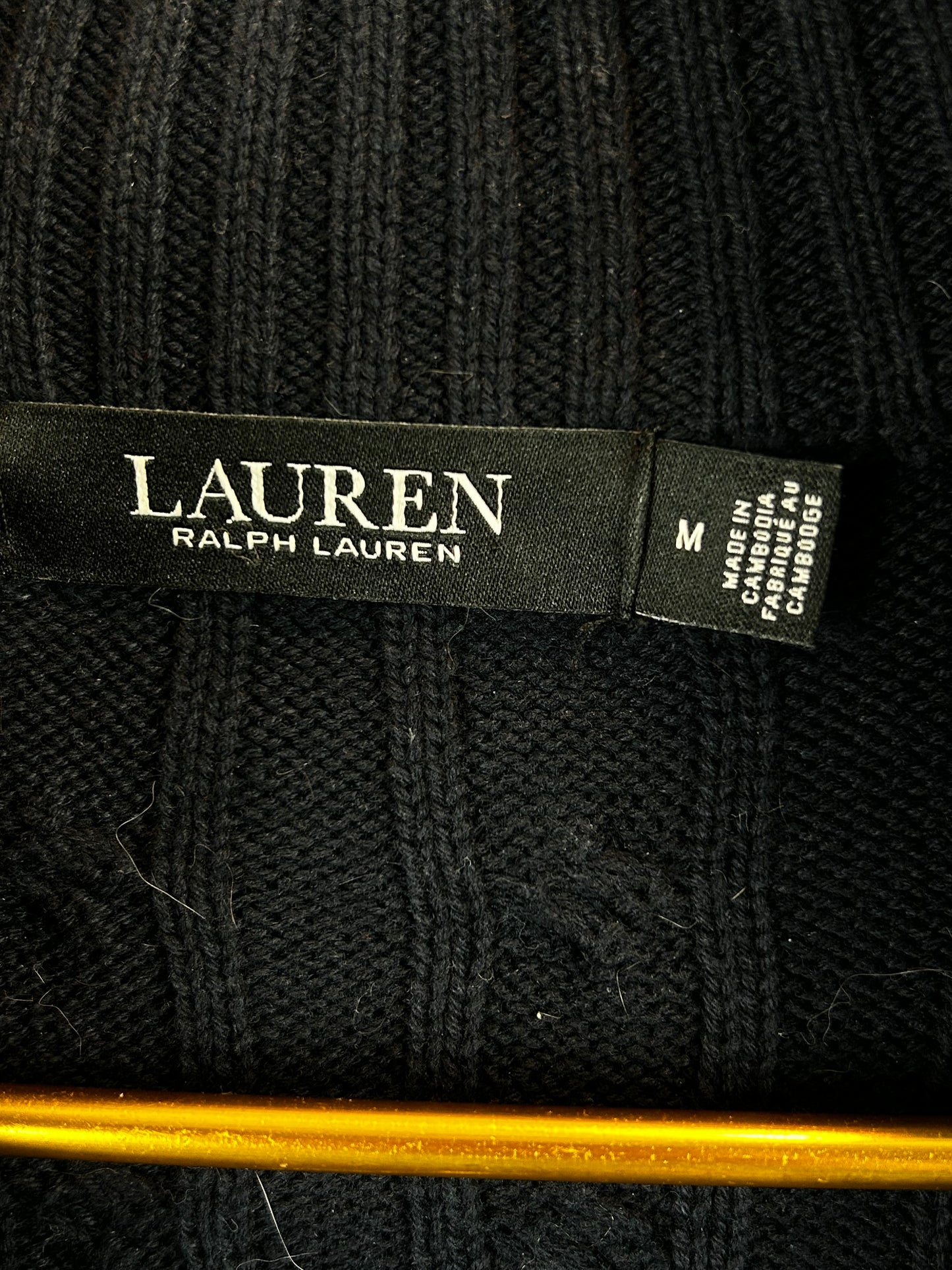 Lauren Women's Ralph Lauren Sweaters Lauren Ralph Lauren NAVY Cable Knit zip Up Sweater