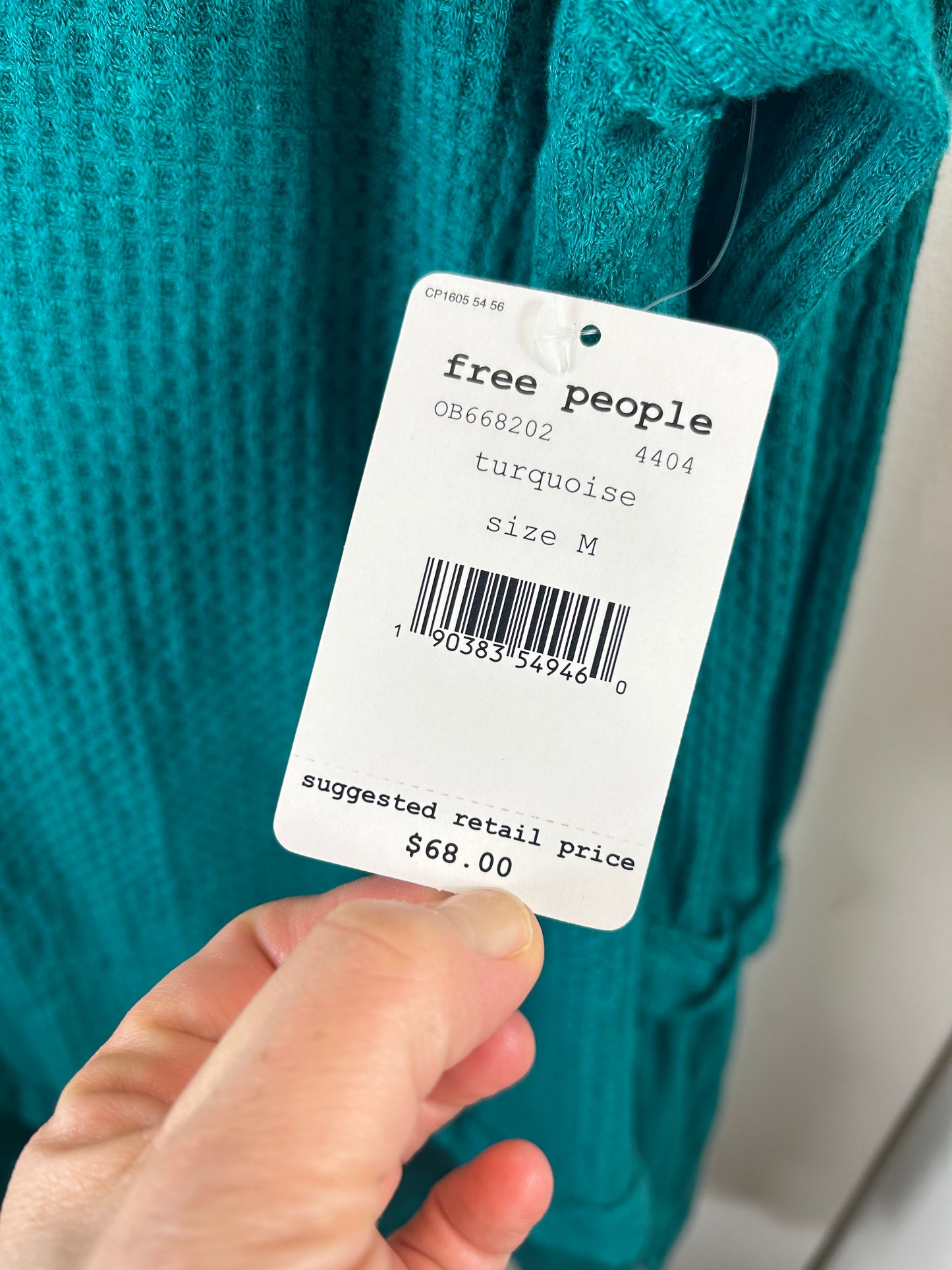WE THE FREE PEOPLE Laguna Slouchy Thermal Tunic Top Shirt Turquoise Green Sz M