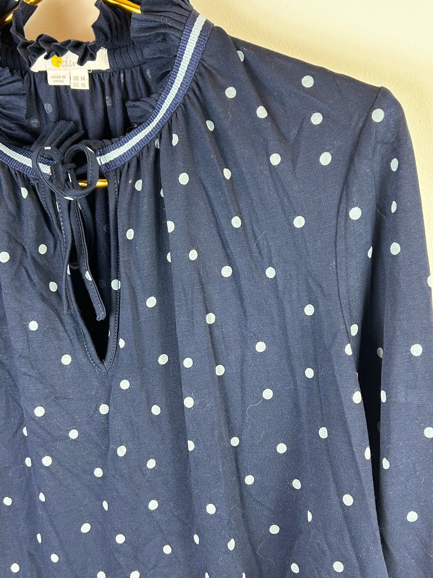 Boden Bronwyn Jersey Polka Dot Blouse