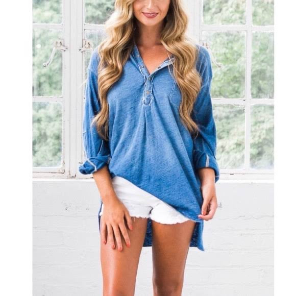 Free People We the Free Love This Henley Chambray Tunic