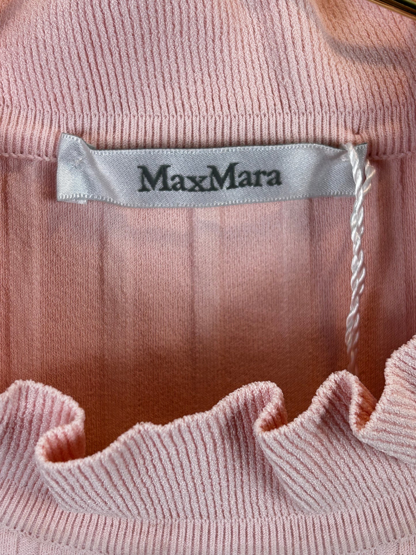 MAX MARA Zoraide Ruffle-collar Ribbed Sweater In Pink- NEW