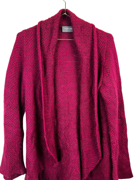 Wooden Ships Burgundy Fuchsia Mohair Wool Cardigan Sweater