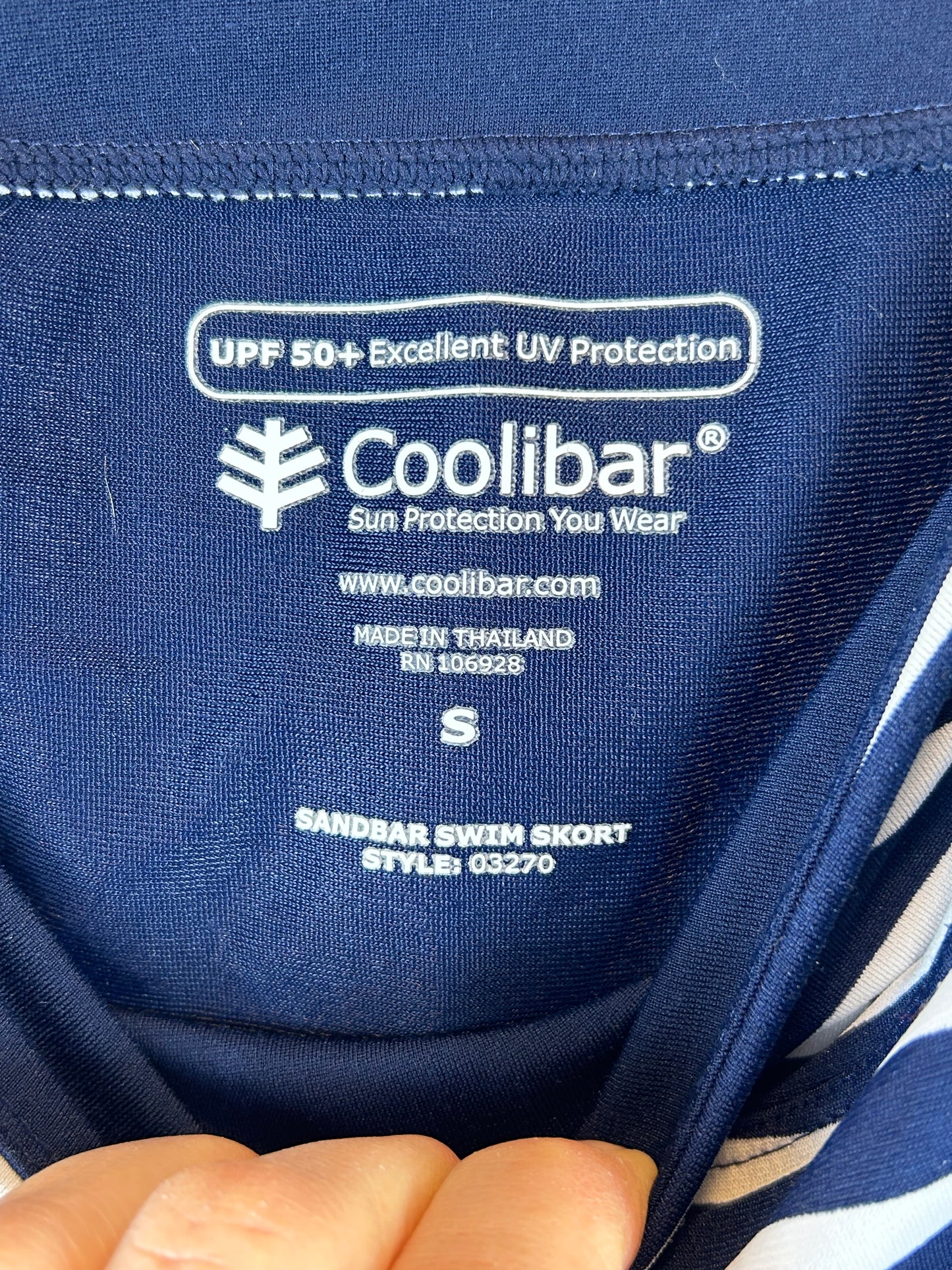 Coolibar Women's Sandbar Swim Skort Navy/White