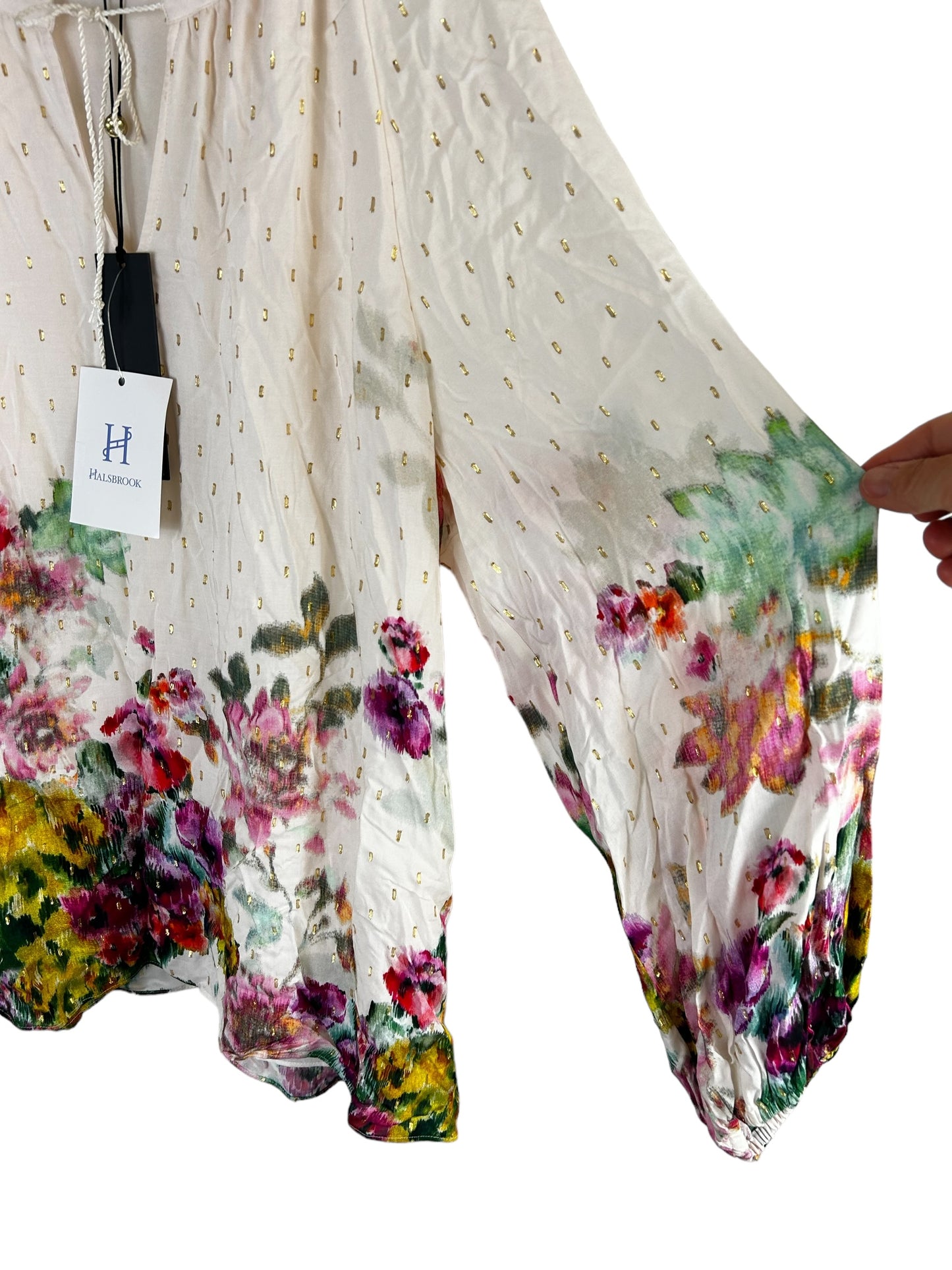 KOBI HALPERIN Helena Floral Puff-Sleeve Blouse NWT