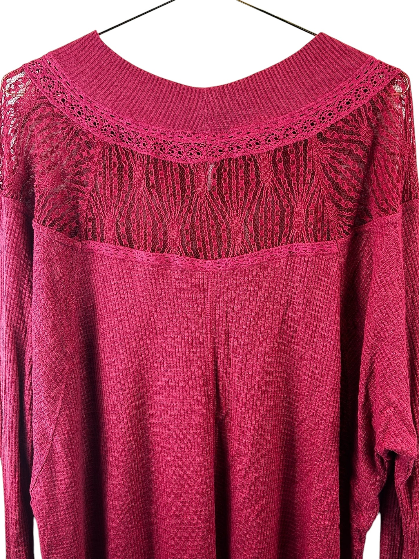 FREE PEOPLE Spring Valley Lace Trim Top, sz medium NWT