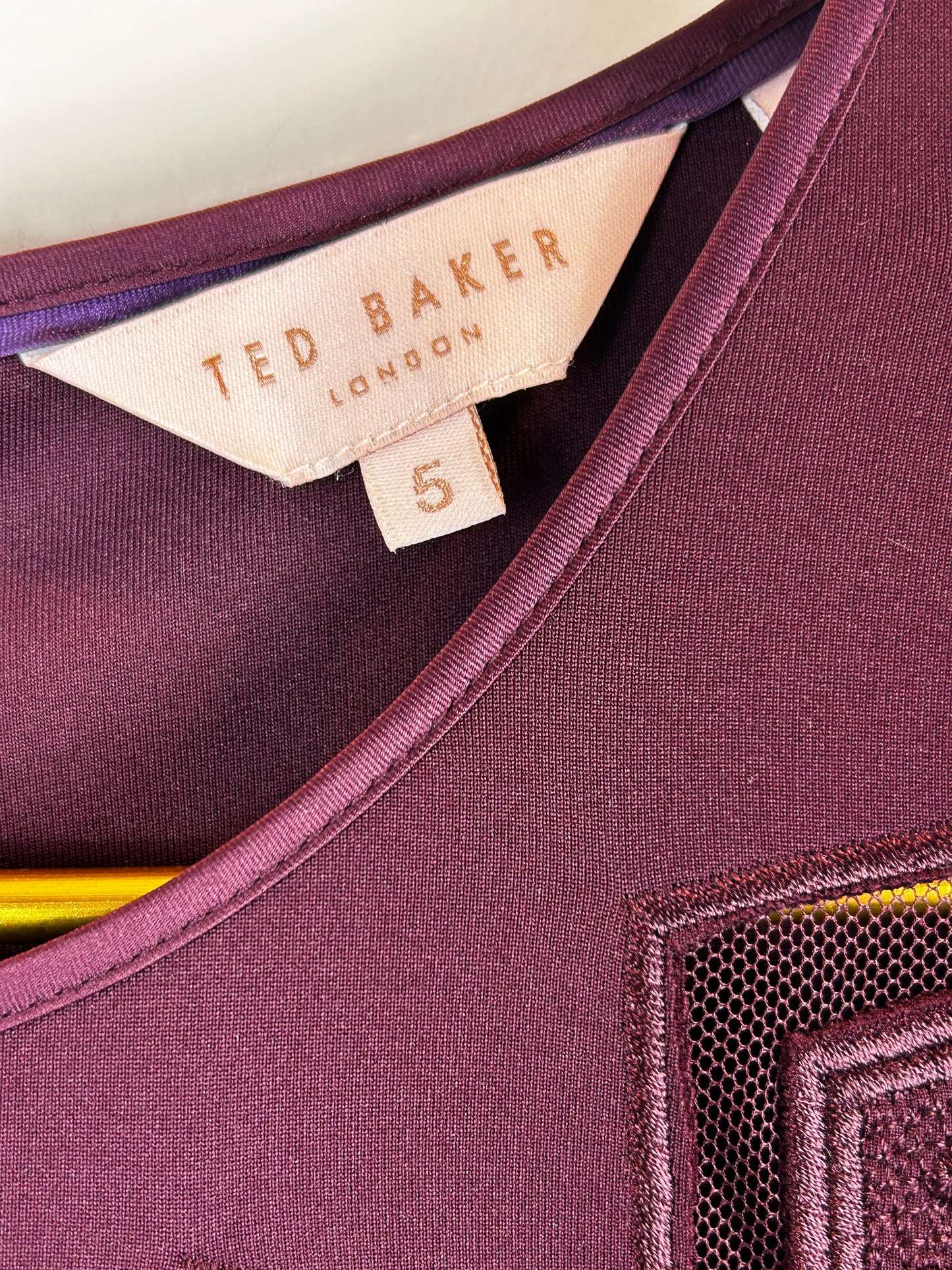 Ted Baker London Women's Embroidered Cheskka skater Dress Maroon Lace Mesh