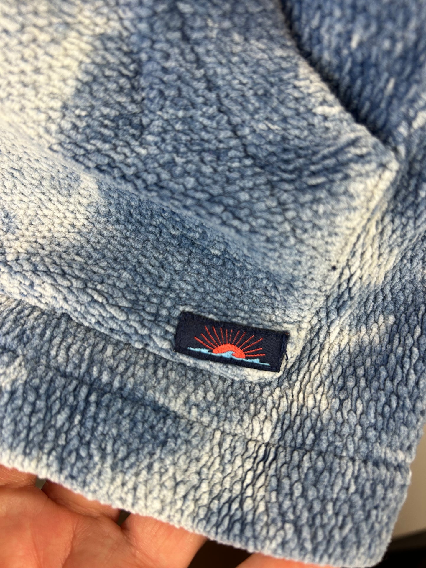 Faherty Seabrook Poncho Tidepool Indigo Hooded Kangaroo Pocket Top