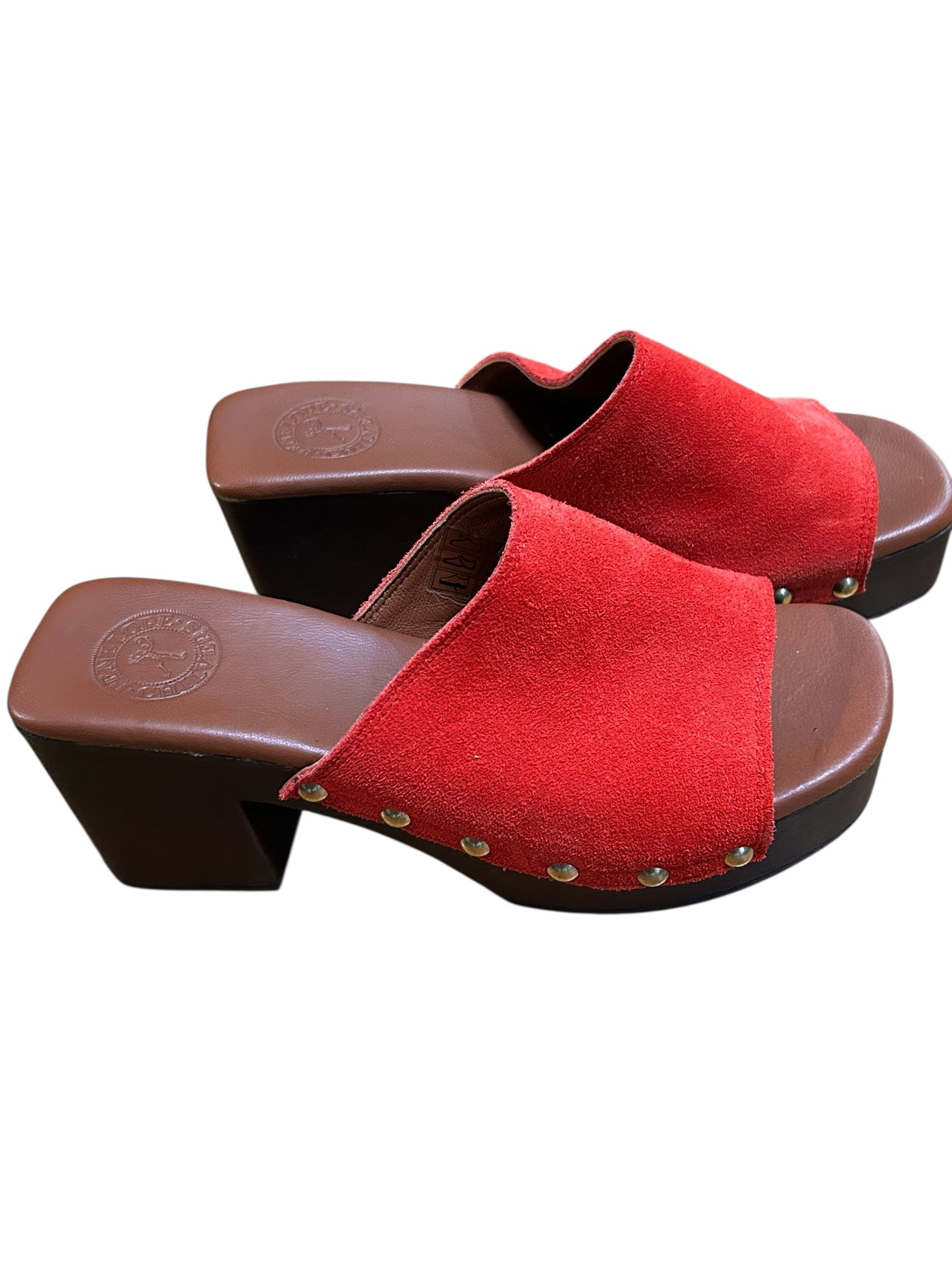 Penelope Chilvers Arusha Suede Mule sandals in red like new