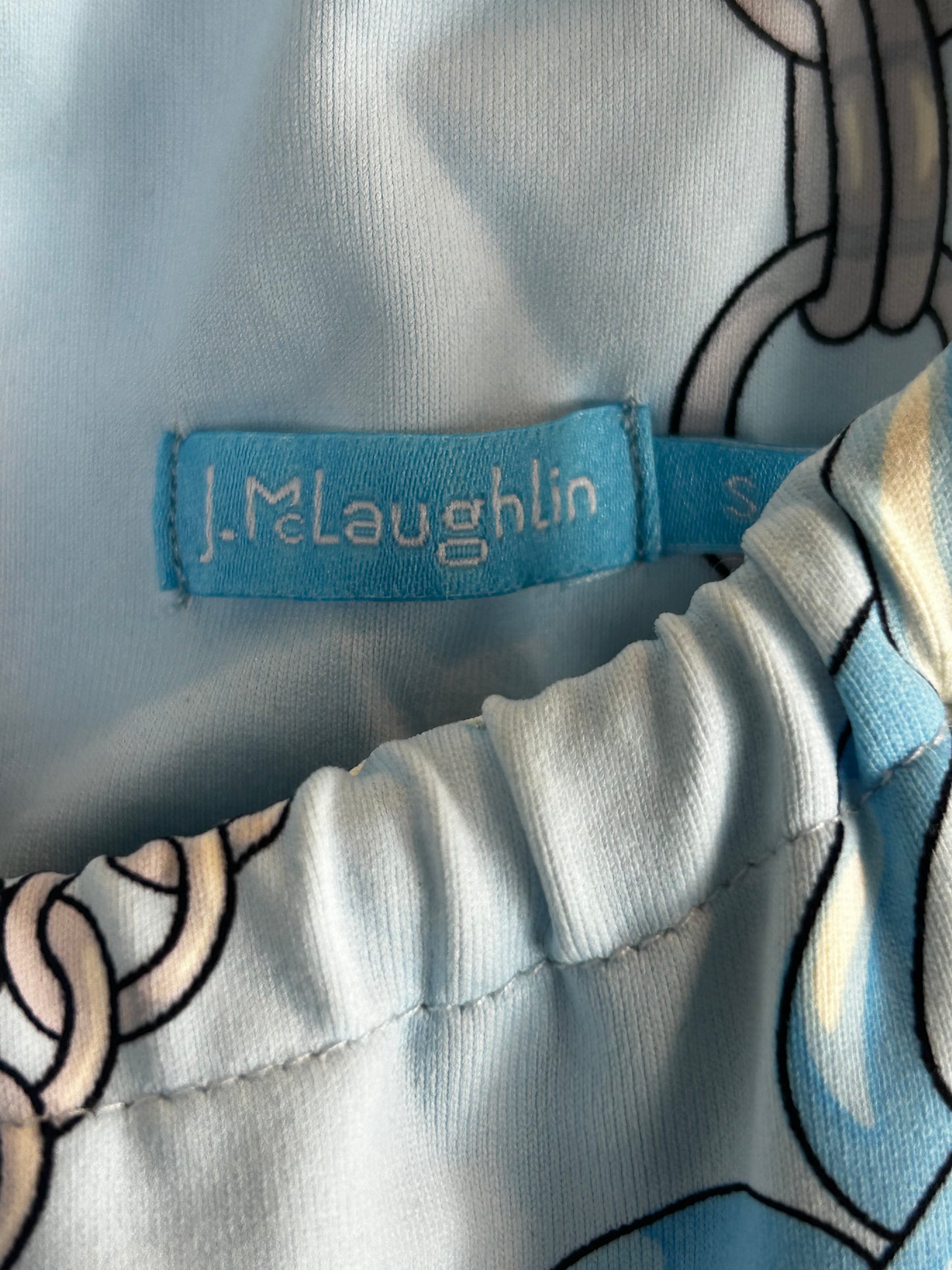 J McLaughlin Maria Halter Dress Light Blue Chain Print Size Small