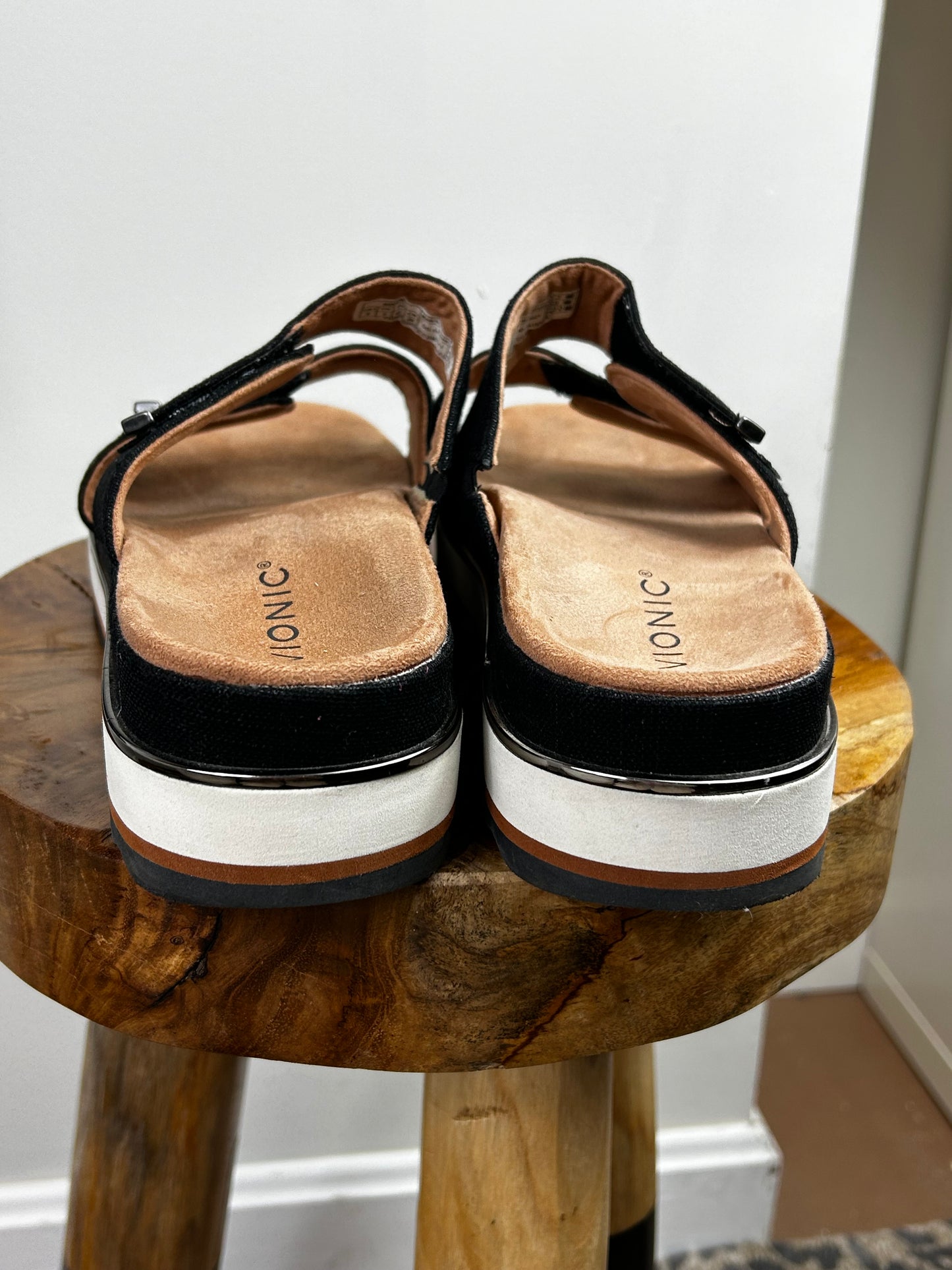 VIONIC WOMEN'S BRANDIE FLATFORM SANDAL BLACK SZ 9