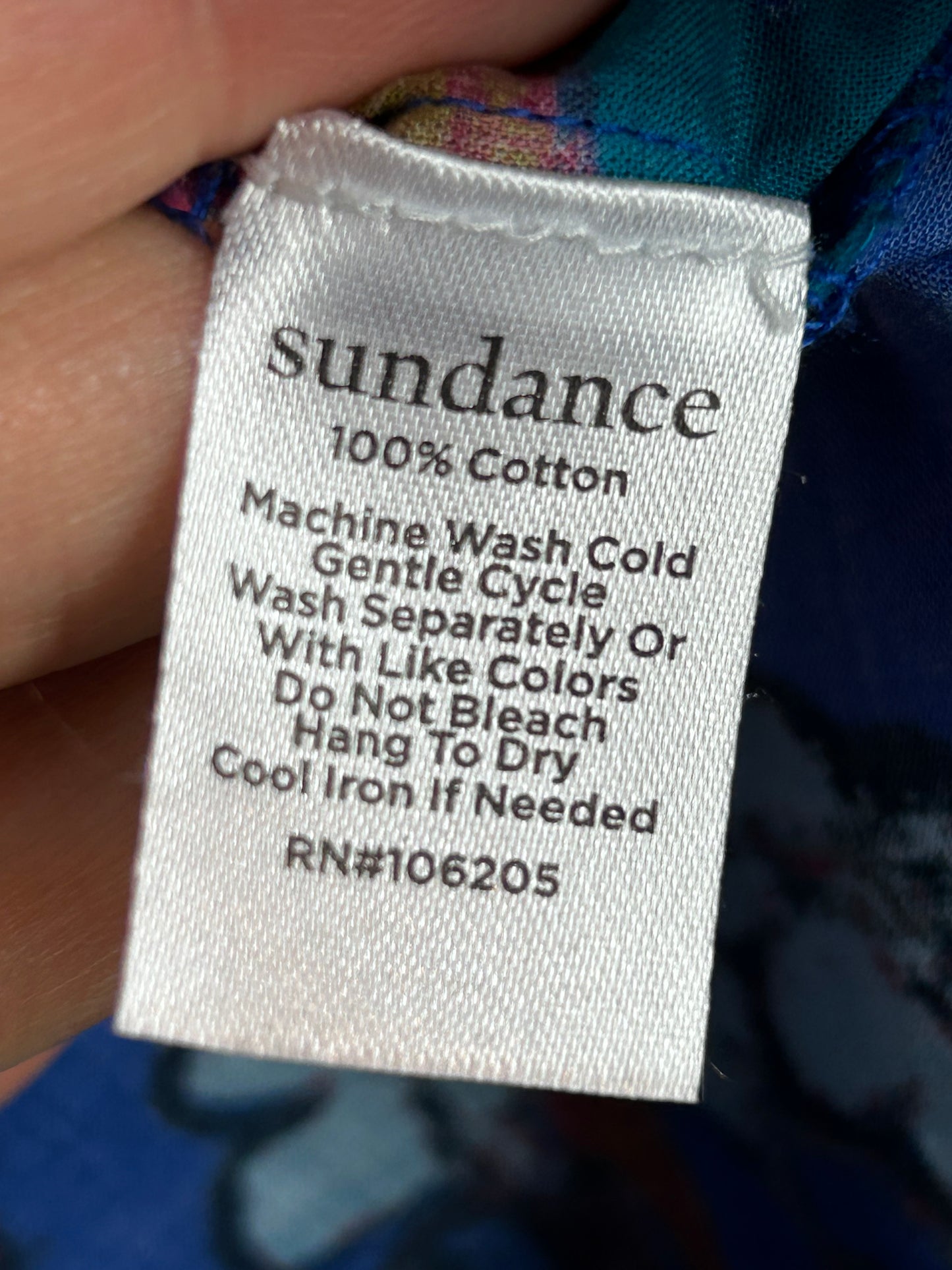 Sundance Abstract Floral Ruffle Trim Button Up Shirt Womens Size M Western Boho