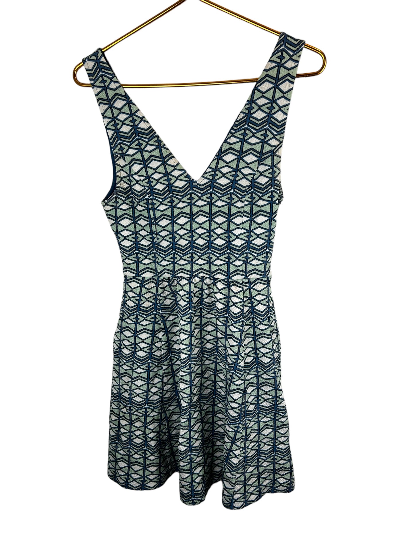 ANTHROPOLOGIE Maeve Geometric V-Neck Skater Mini Dress