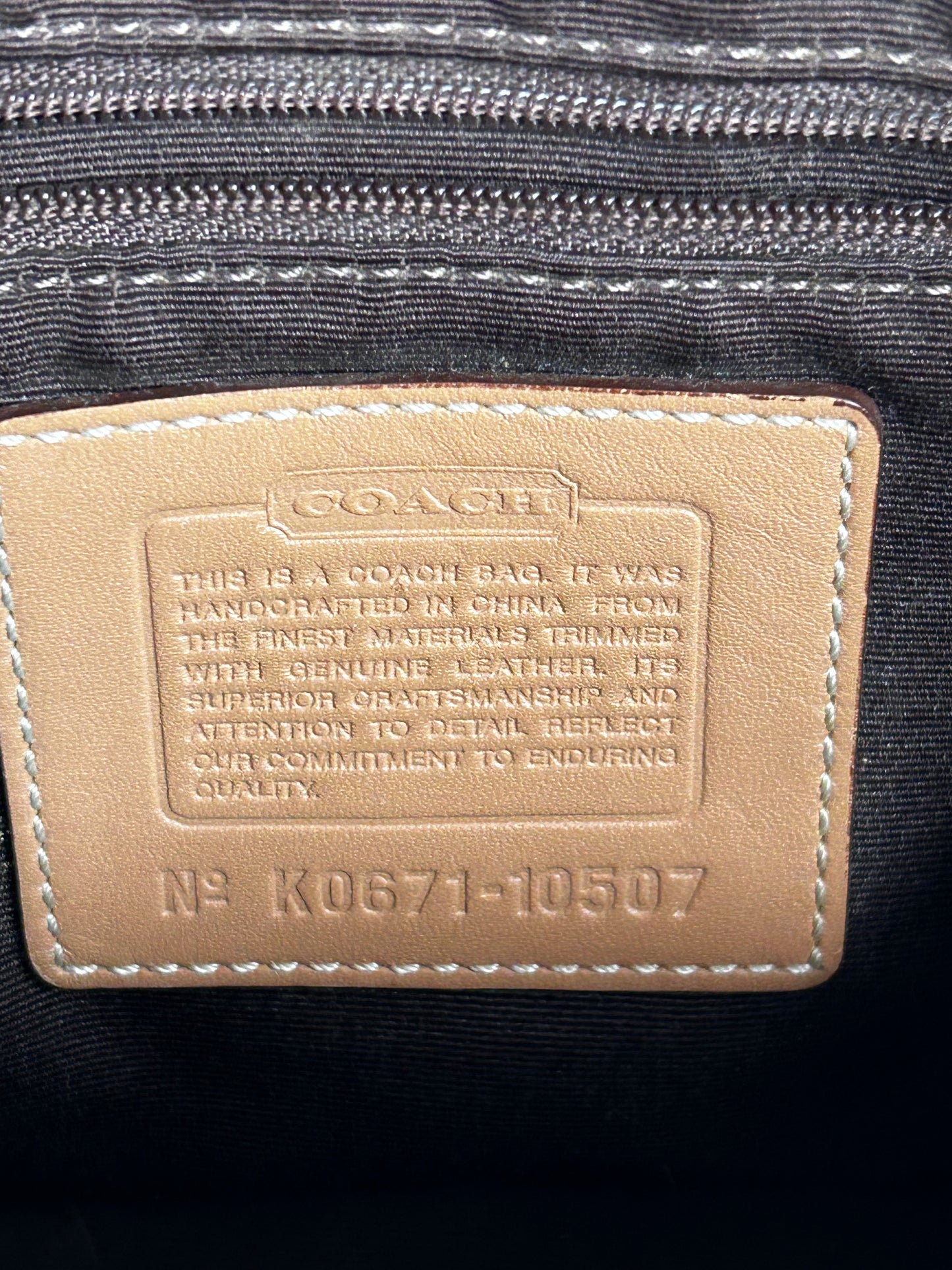 Authentic Coach Monogram Brown Camel Satchel