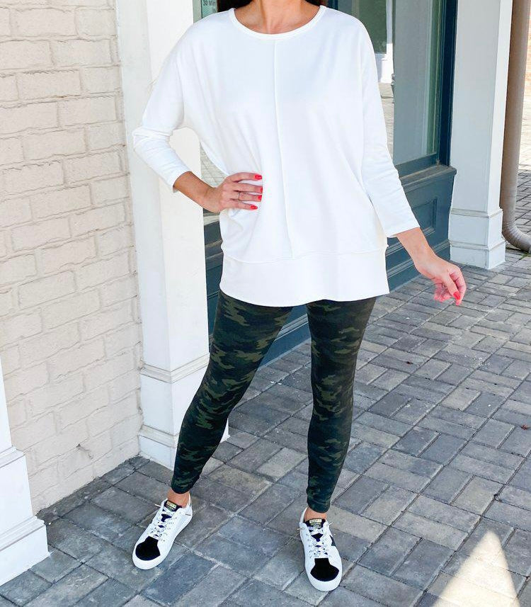 Spanx Perfect Length Dolman Sweatshirt-Powder
