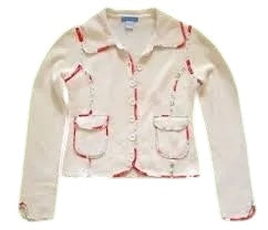 White + Warren Cream Floral Trim Cardigan