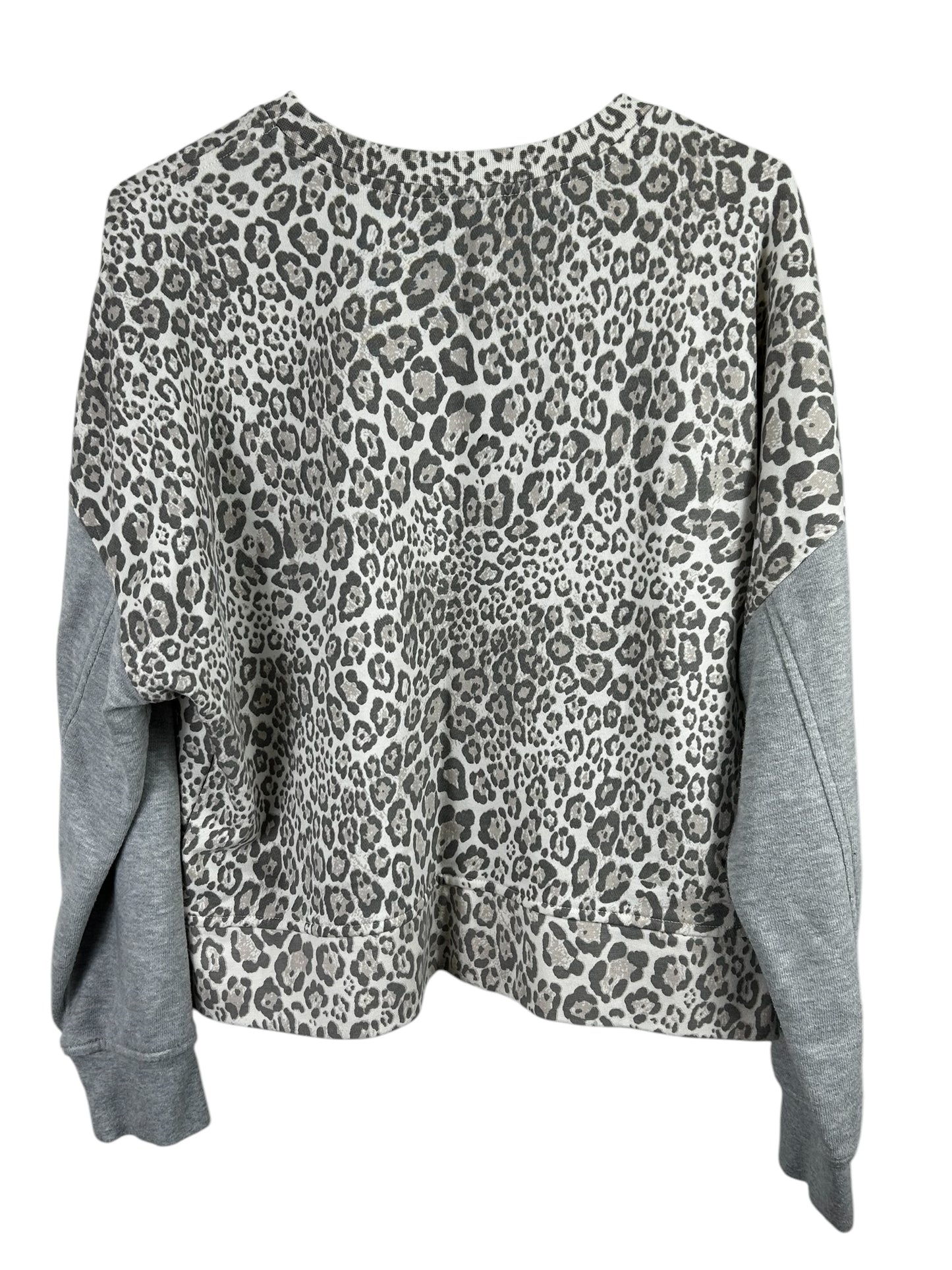 Rails Women's Sweatshirt Alice Mixed Grey Cheetah Crew Neck Pullover Top Large