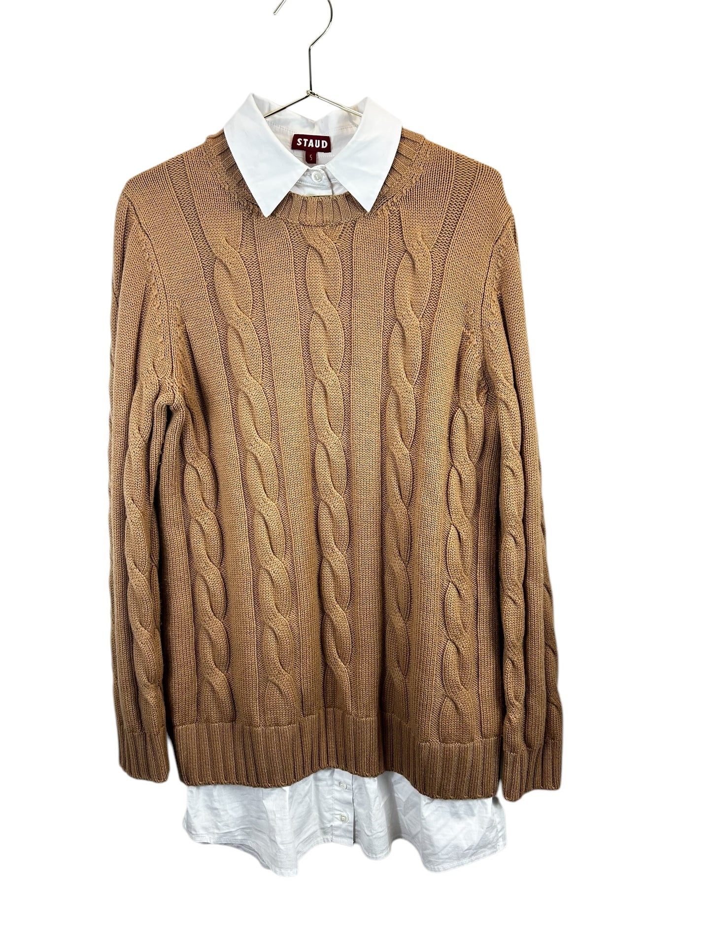 STAUD Aldrin Mixed Media Long Sleeve Sweater Dress