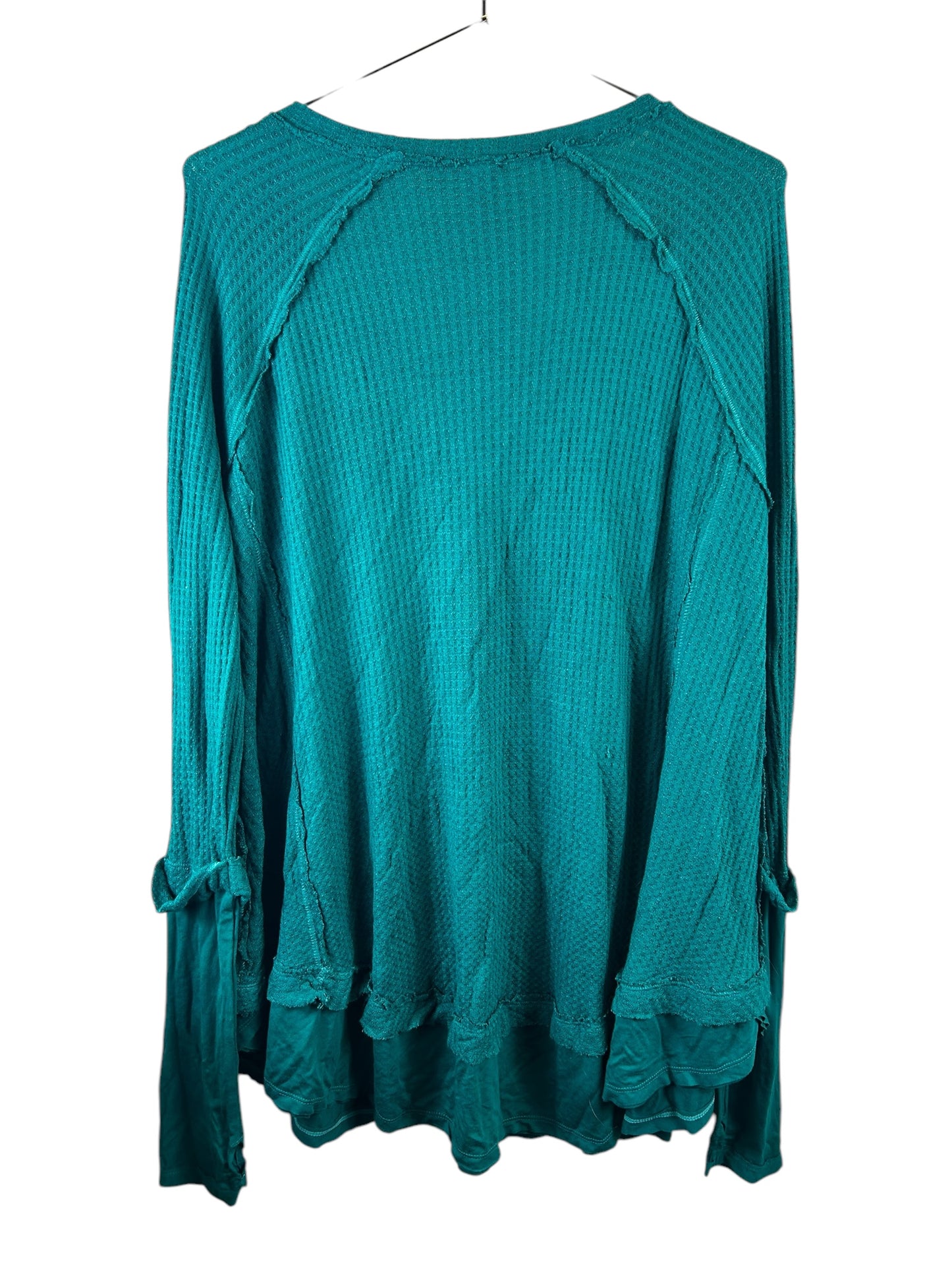 WE THE FREE PEOPLE Laguna Slouchy Thermal Tunic Top Shirt Turquoise Green Sz M