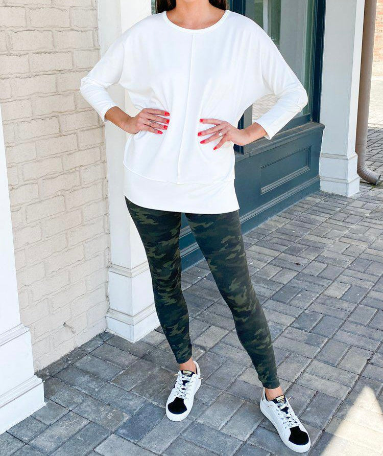 Spanx Perfect Length Dolman Sweatshirt-Powder