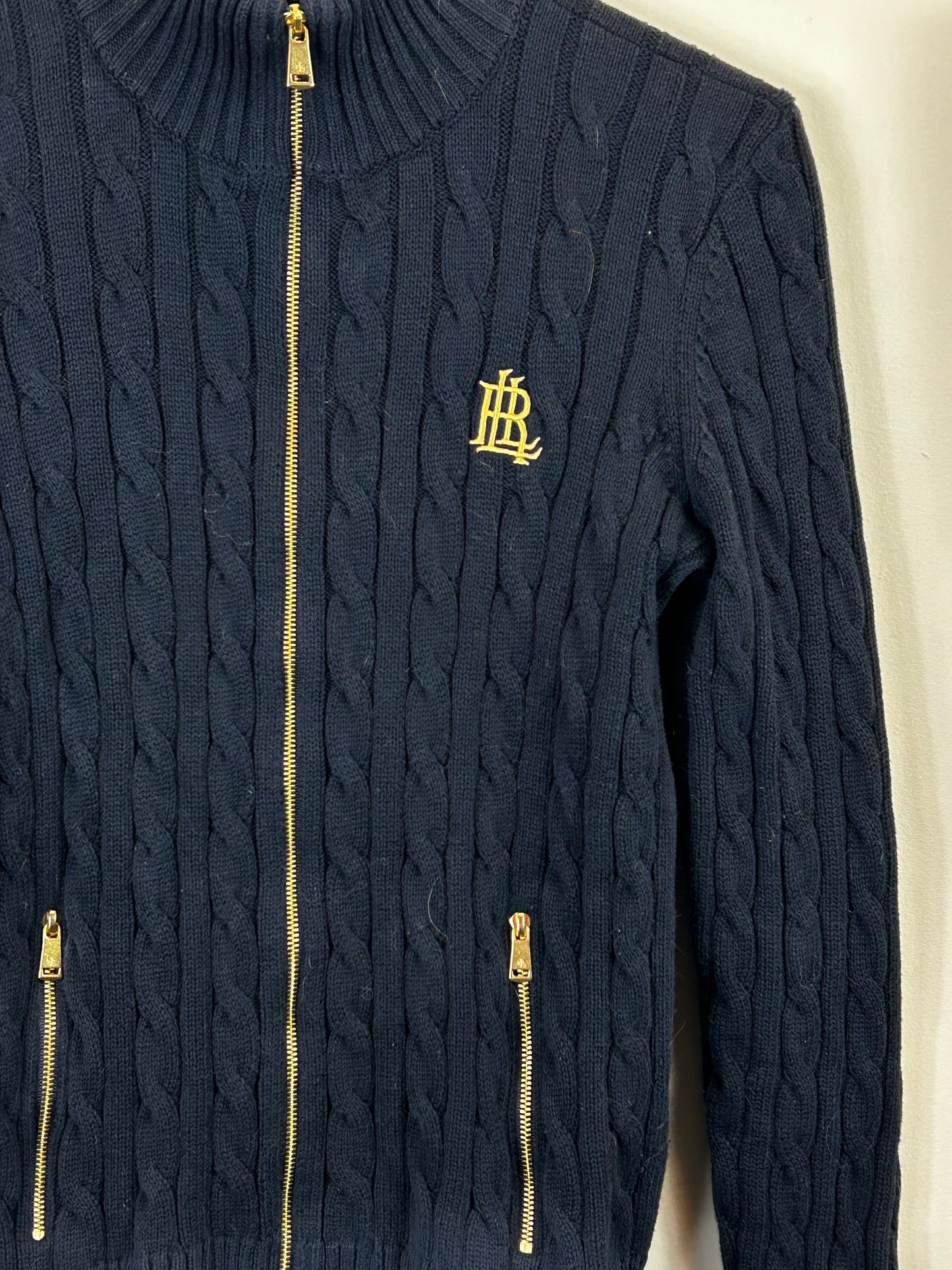 Lauren Women's Ralph Lauren Sweaters Lauren Ralph Lauren NAVY Cable Knit zip Up Sweater