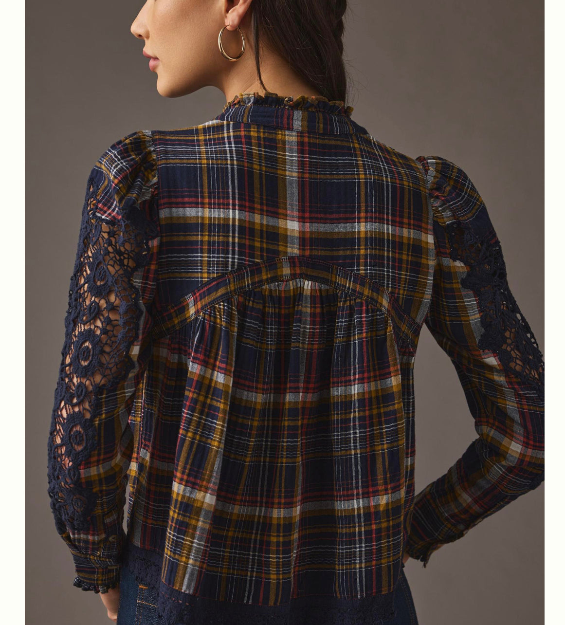 Anthropologie Pilcro Lace-Trimmed Blouse