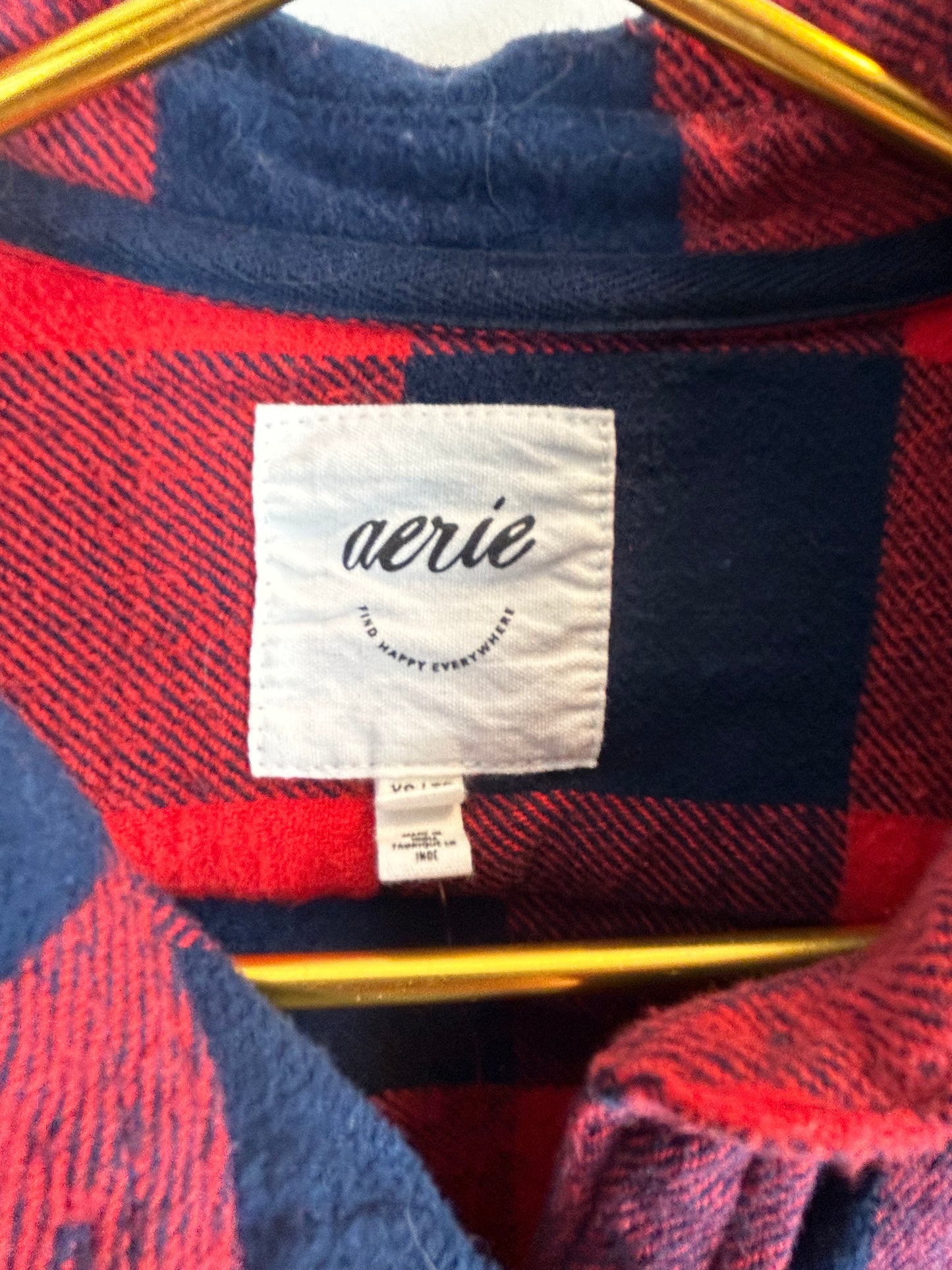 Aerie LumberJane Flannel Shirt in Holiday Red & Navy