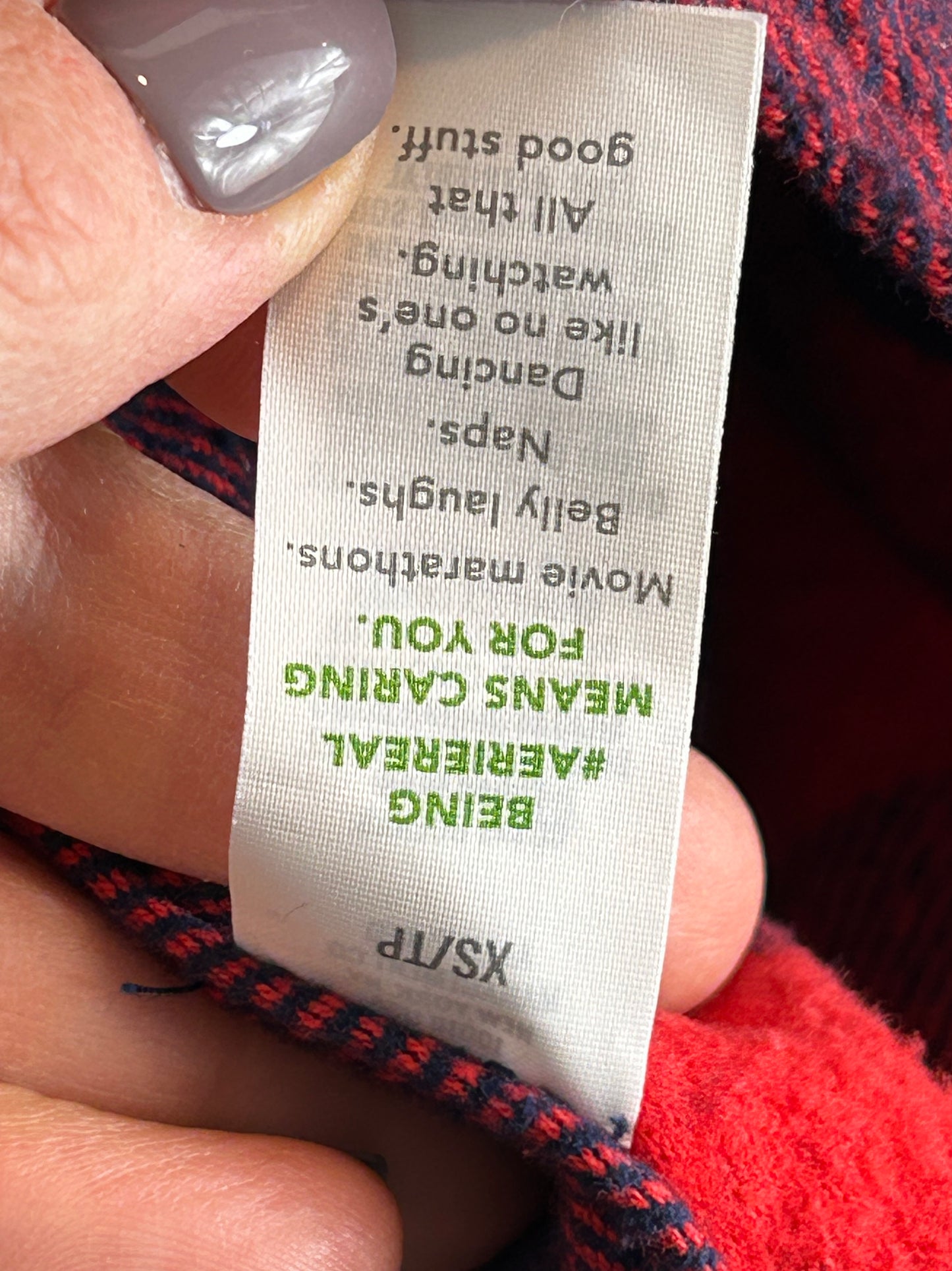 Aerie LumberJane Flannel Shirt in Holiday Red & Navy