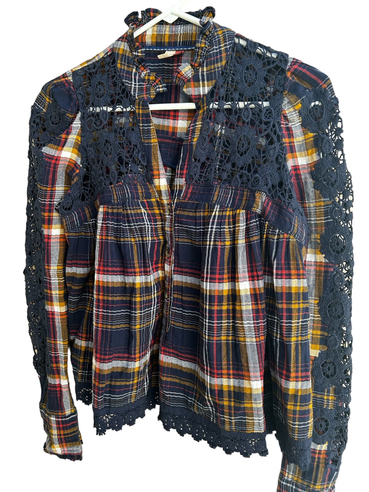 Anthropologie Pilcro Lace-Trimmed Blouse