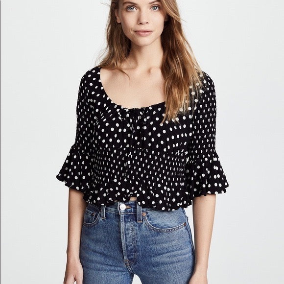 Free People Black and White Polka Dot Top