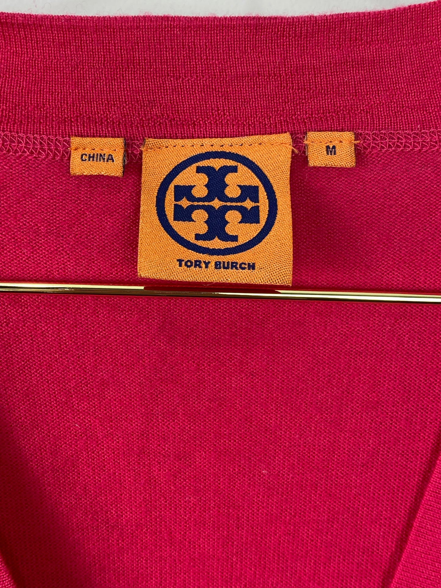 Tory Burch Simone Button Wool Cardigan, Pink (M)