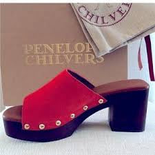 Penelope Chilvers Arusha Suede Mule sandals in red like new