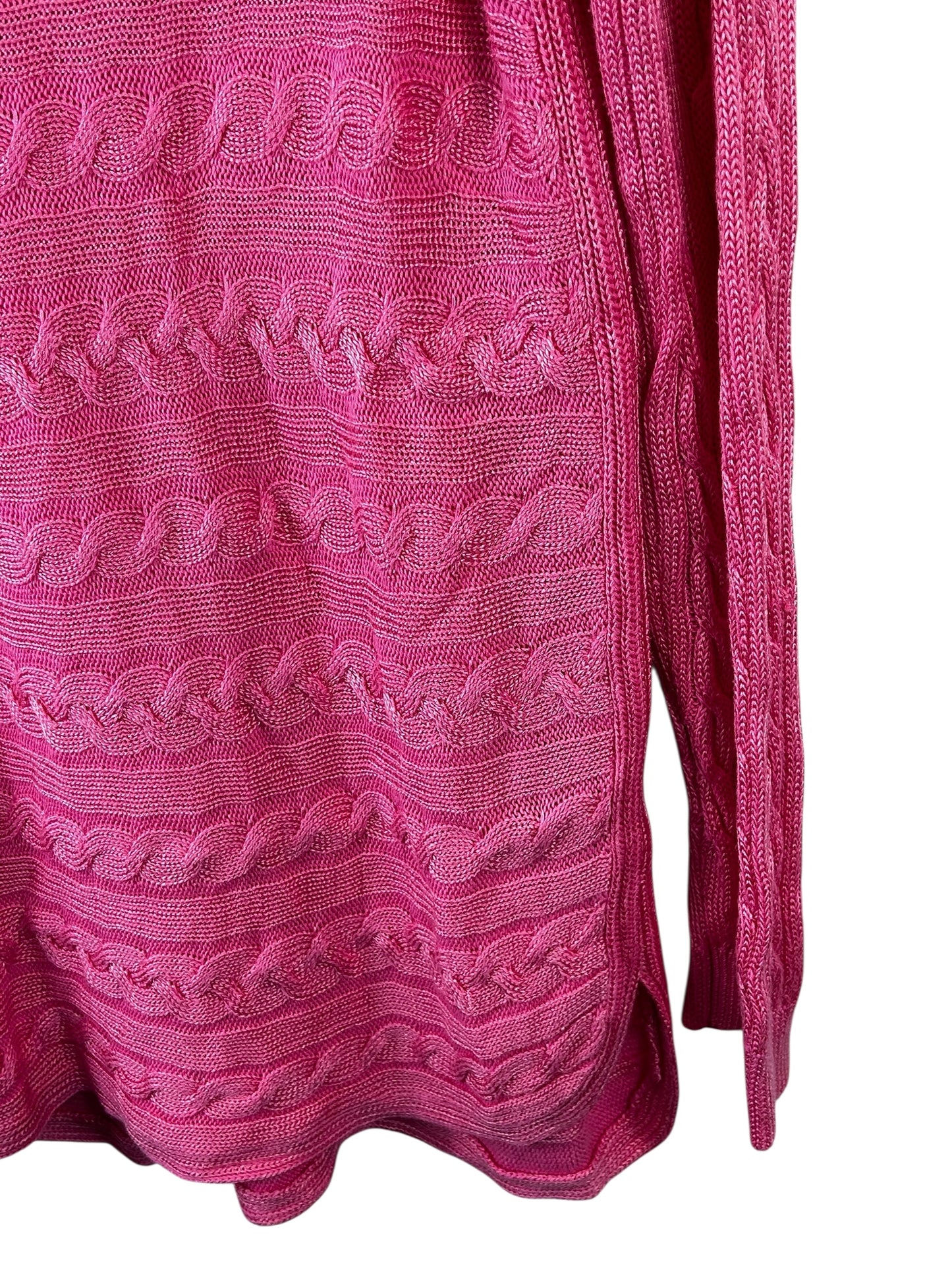 Lauren Ralph Lauren Womens Cable Knit 3/4 Sleeves Pullover Sweater Pink XL