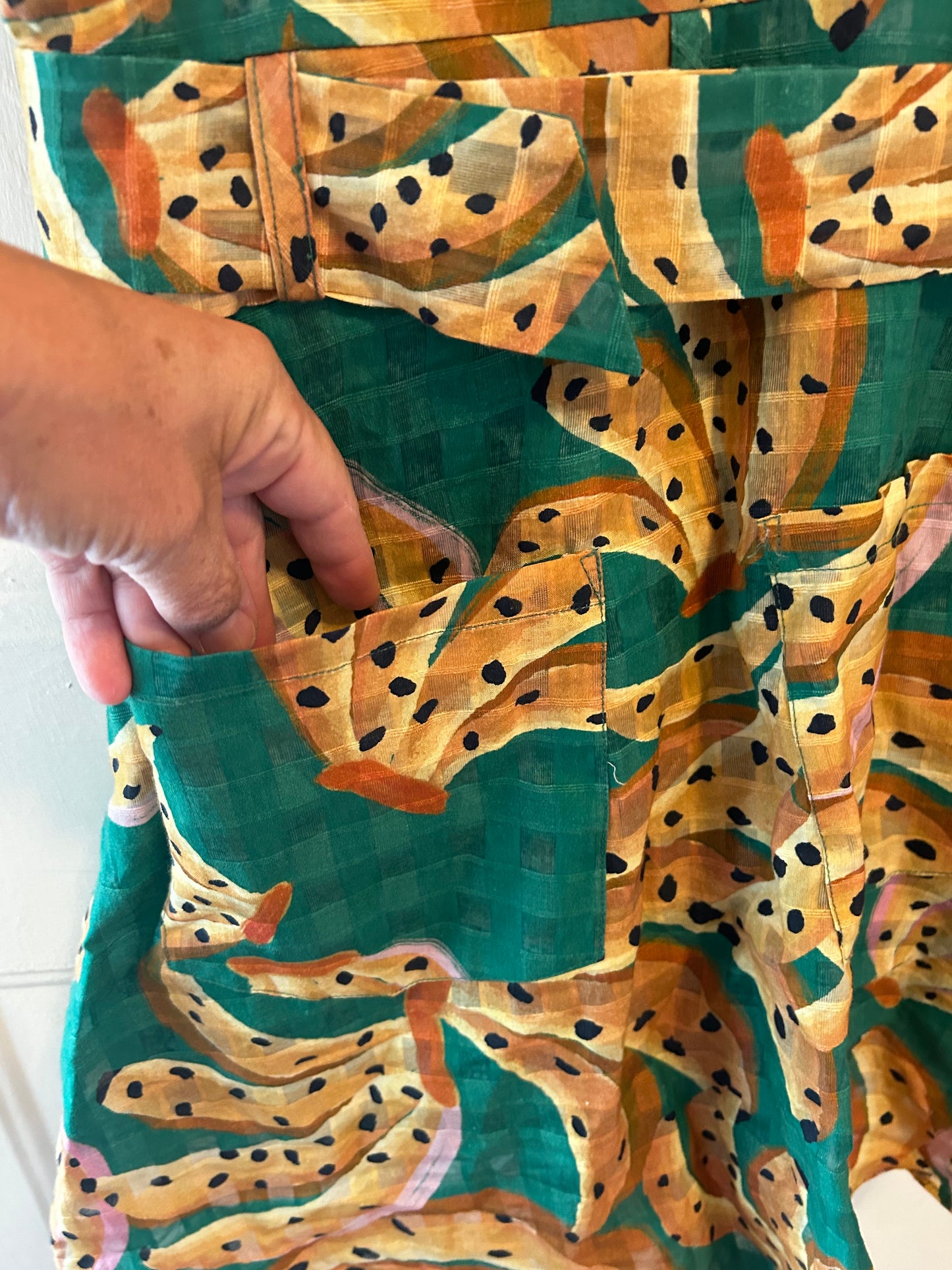 Farm Rio Raining Bananas Mini A-Line Dress belted dress women’s