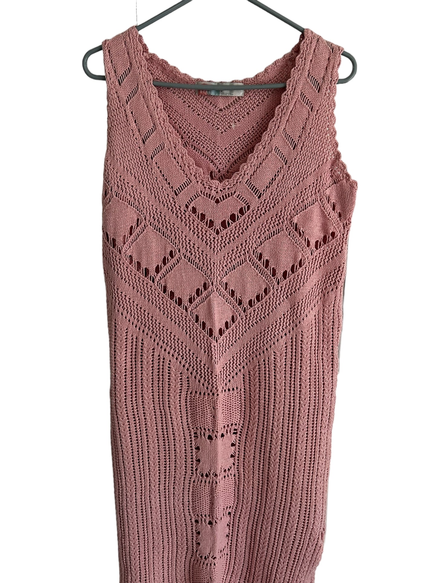 Free People Beach Pink Sleeveless Santorini Fauxchet Sweater Dress Size S