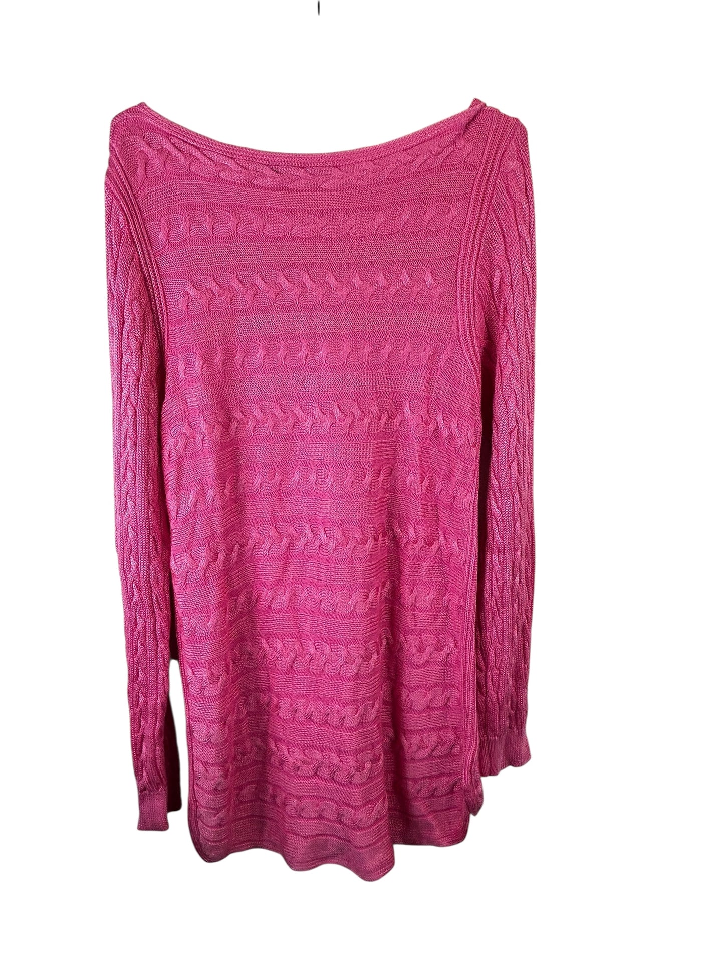 Lauren Ralph Lauren Womens Cable Knit 3/4 Sleeves Pullover Sweater Pink XL