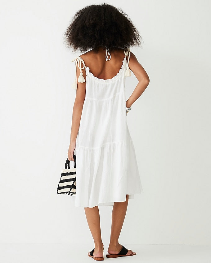 J. Crew NWT Tiered rope-tie sundress- white.