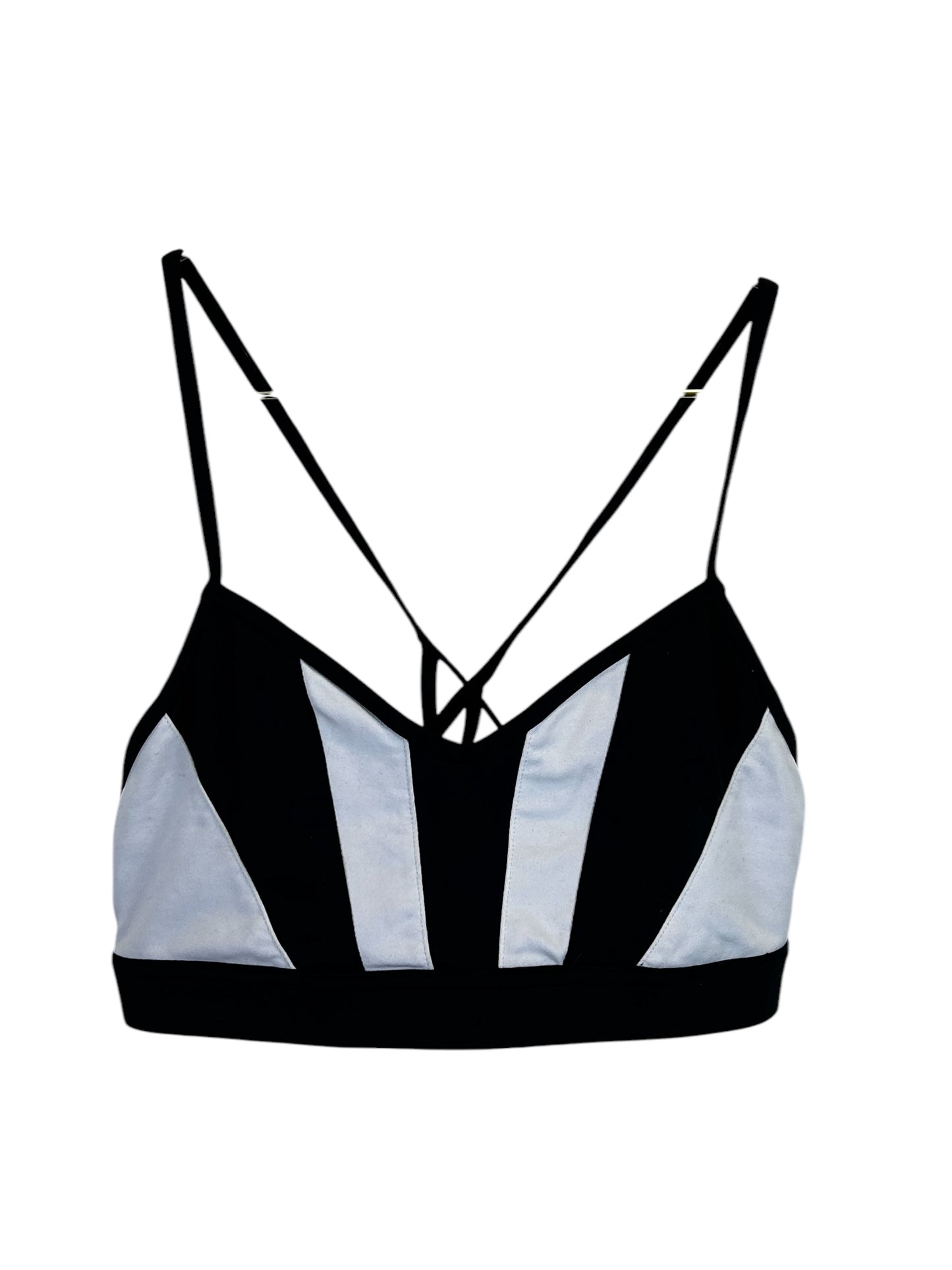 Alo Yoga Radiance Strappy back Sports Bra Black White Lined Women's Size M