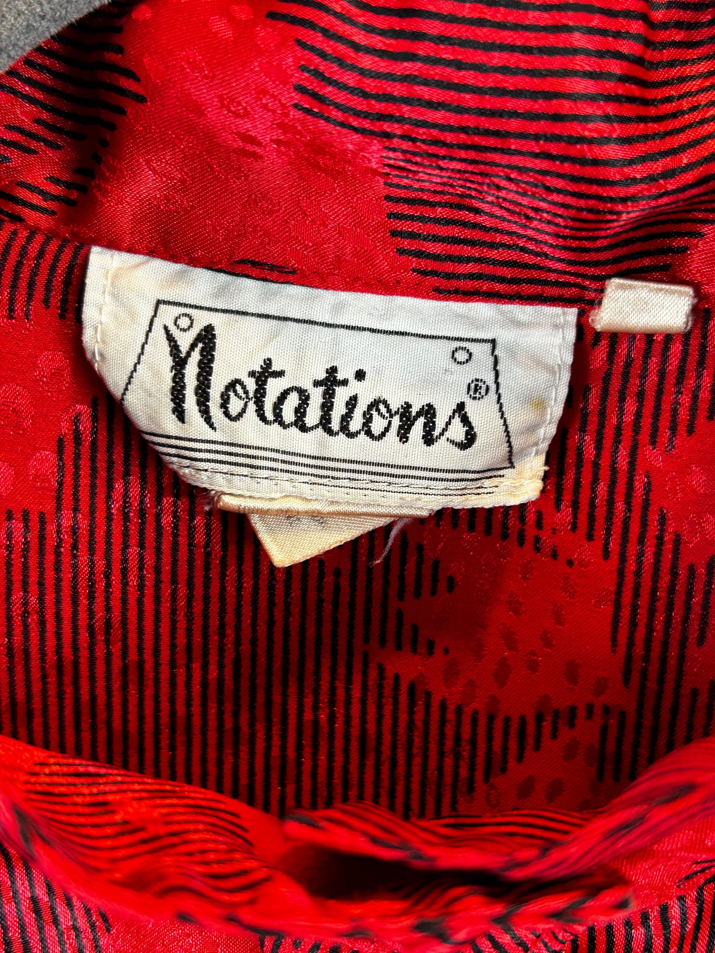 Vtg Notations Clothing Co. Blouse Women’s 90s Satin Red & Black Button Up