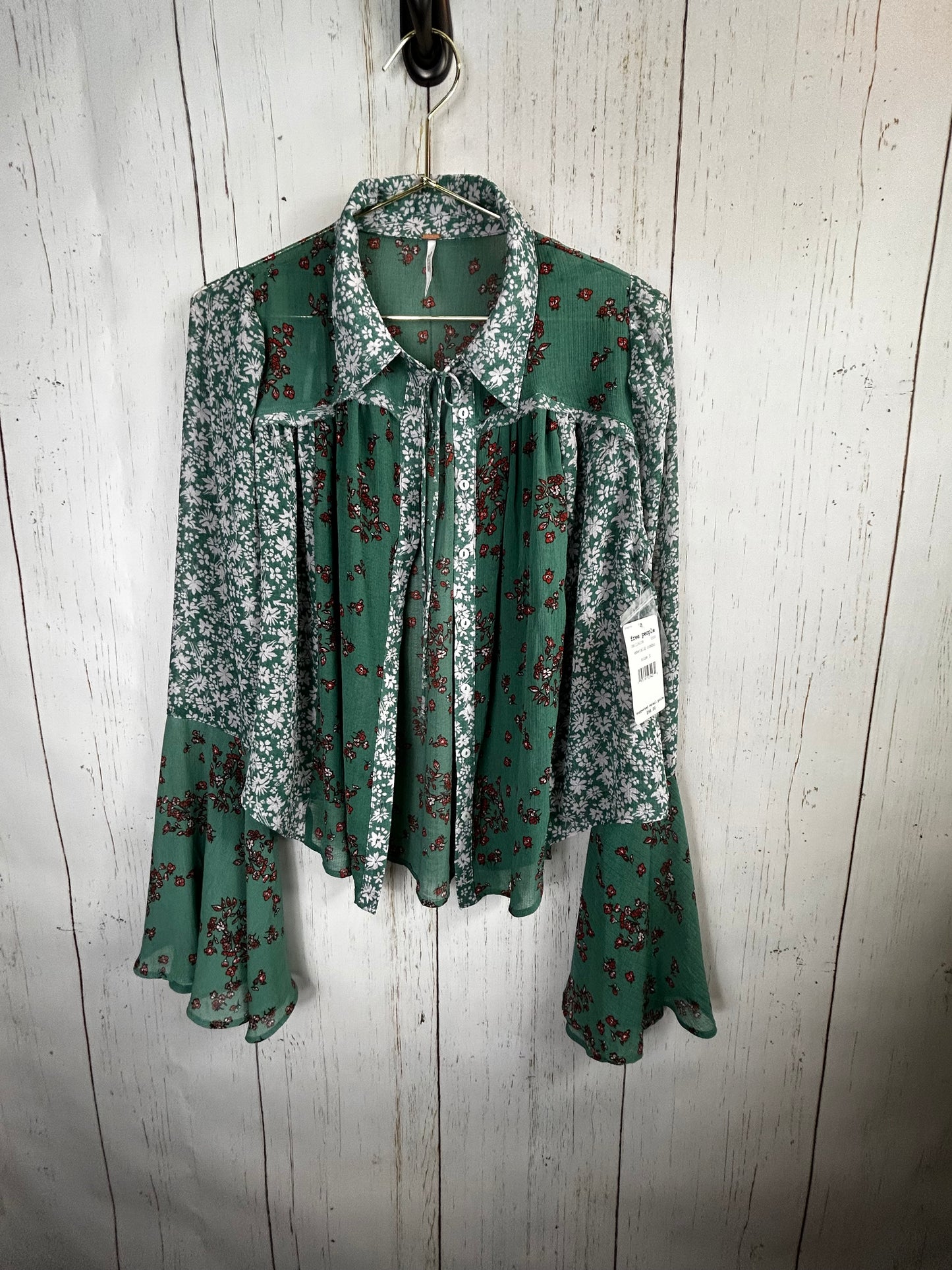 Free People Serena Printed Blouse in Emerald Combo
NWT