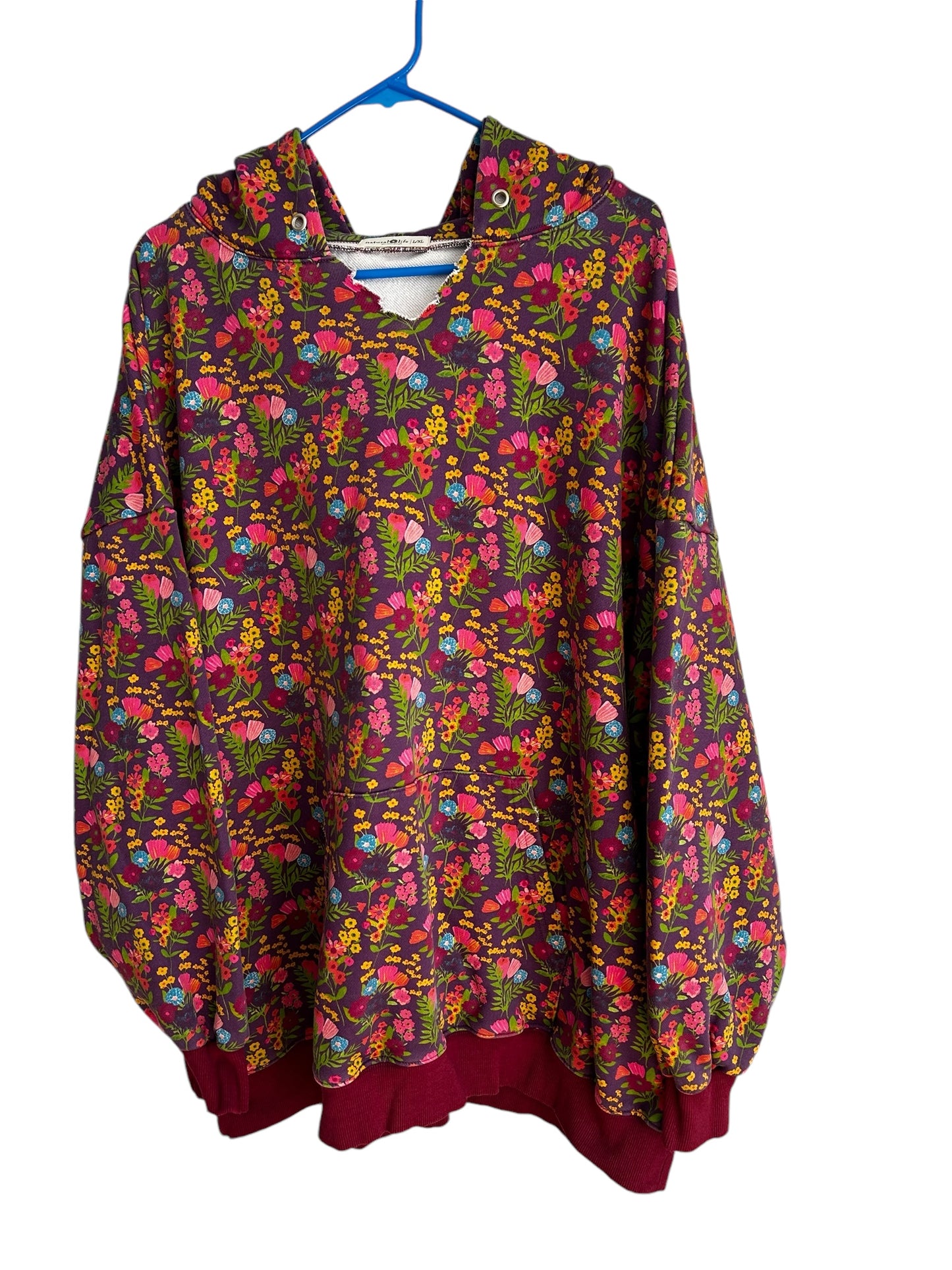 Natural Life Oversized Printed Sweatshirt - Eggplant Floral