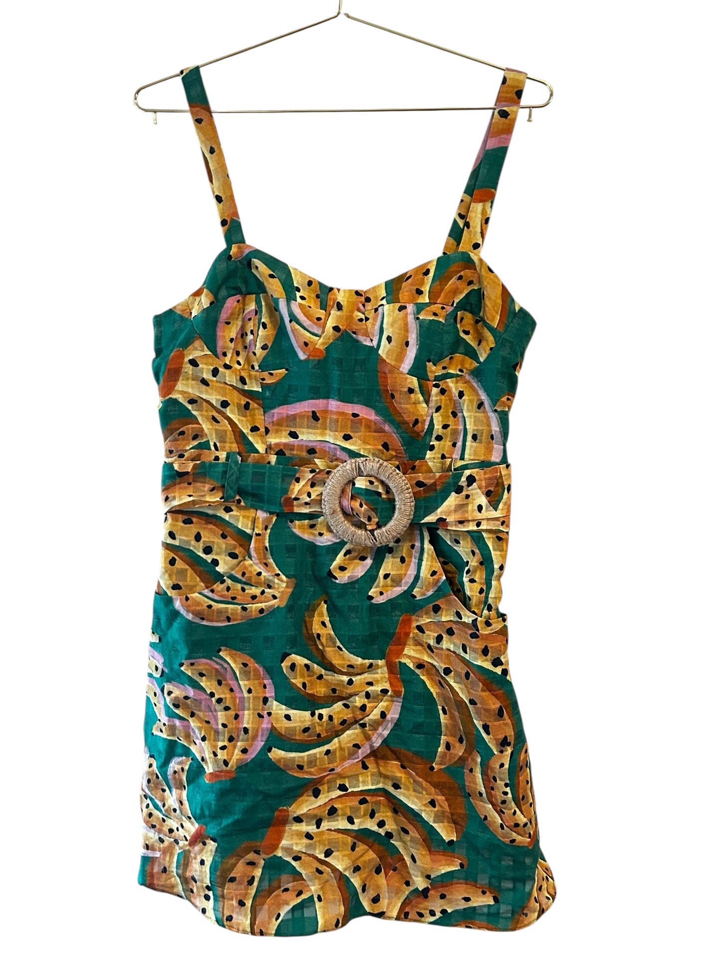 Farm Rio Raining Bananas Mini A-Line Dress belted dress women’s