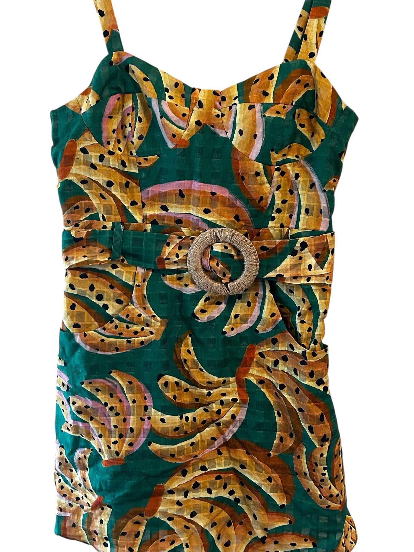 Farm Rio Raining Bananas Mini A-Line Dress belted dress women’s
