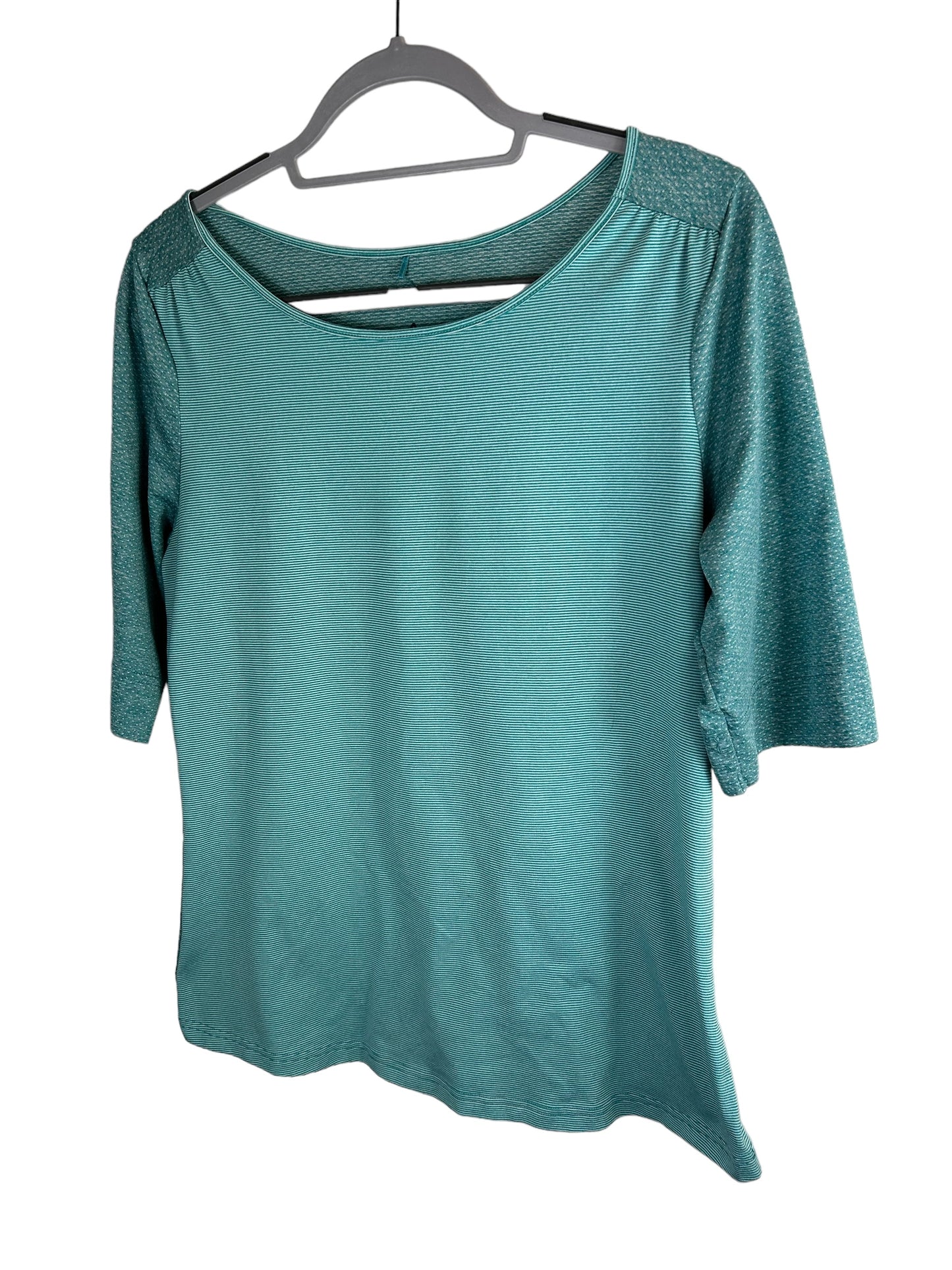 Prana Kaylin Teal Aqua Performance Breathable Mesh Shirt Women's Sz XL